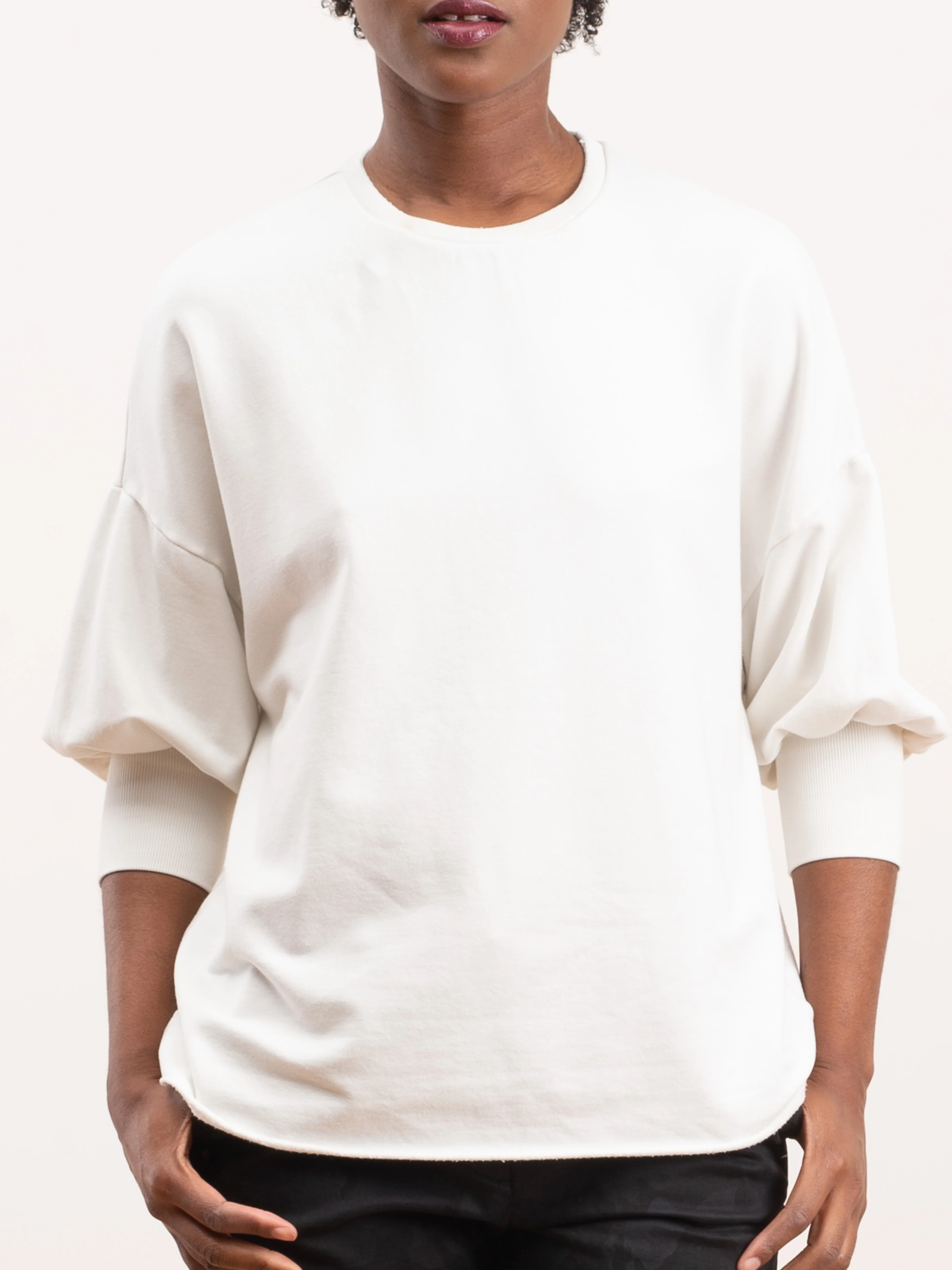 angela blouson sleeve crew - soft white - Image 2