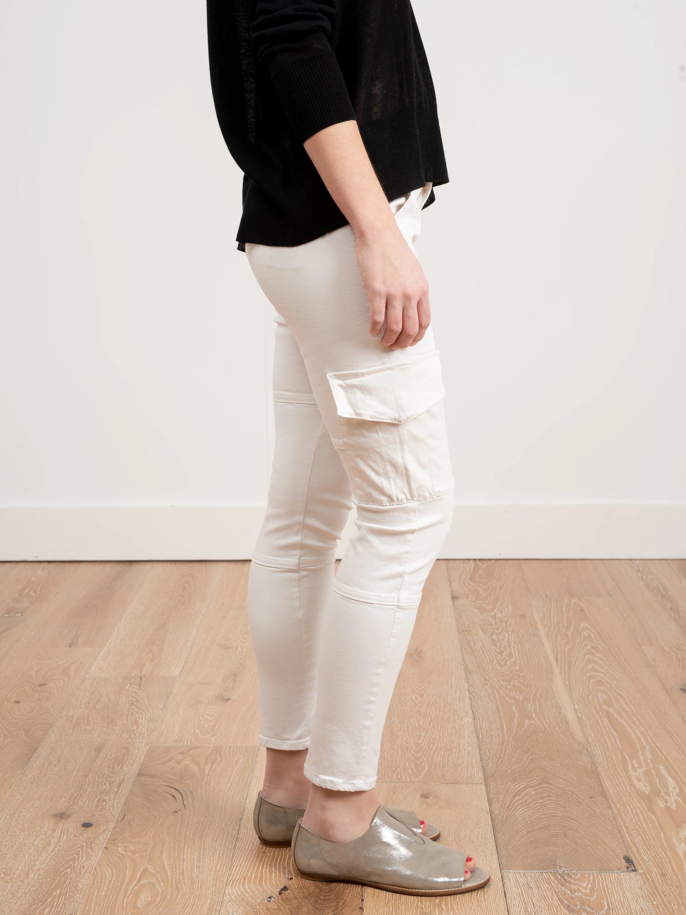 vincent skinny leg cargo pant - soft white - Image 3