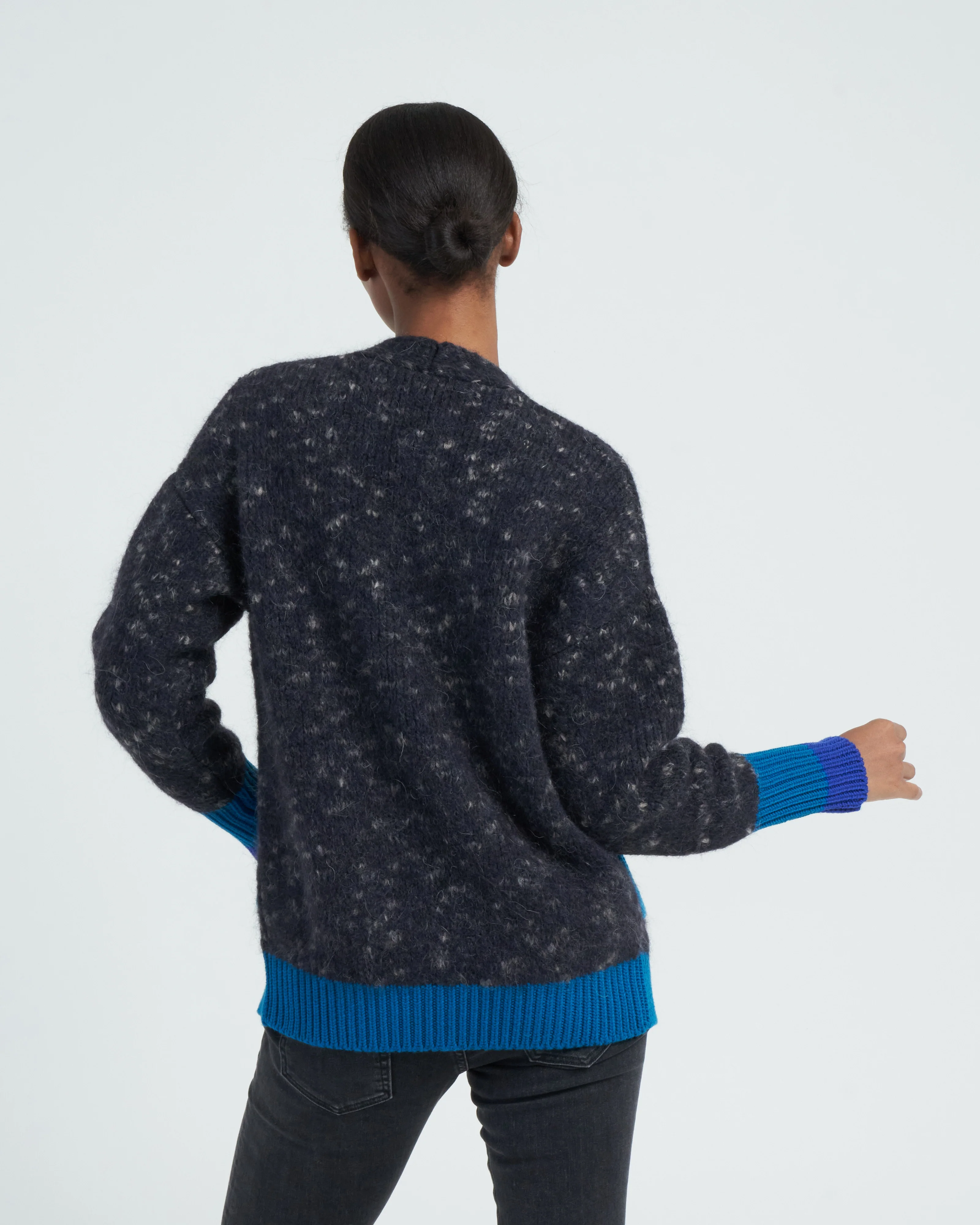 color block cardigan - granite - Image 3