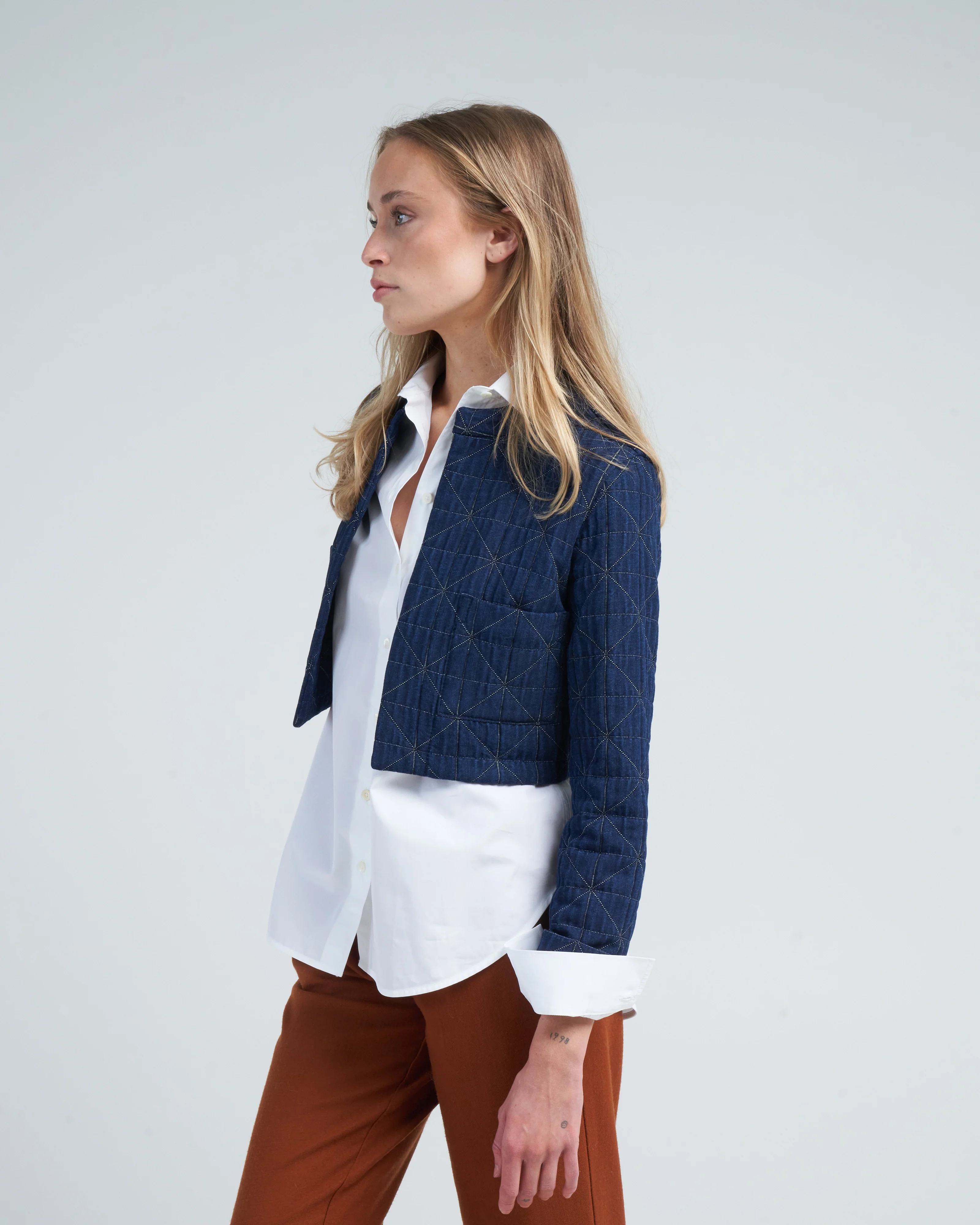 cropped jacket - indigo - Image 3