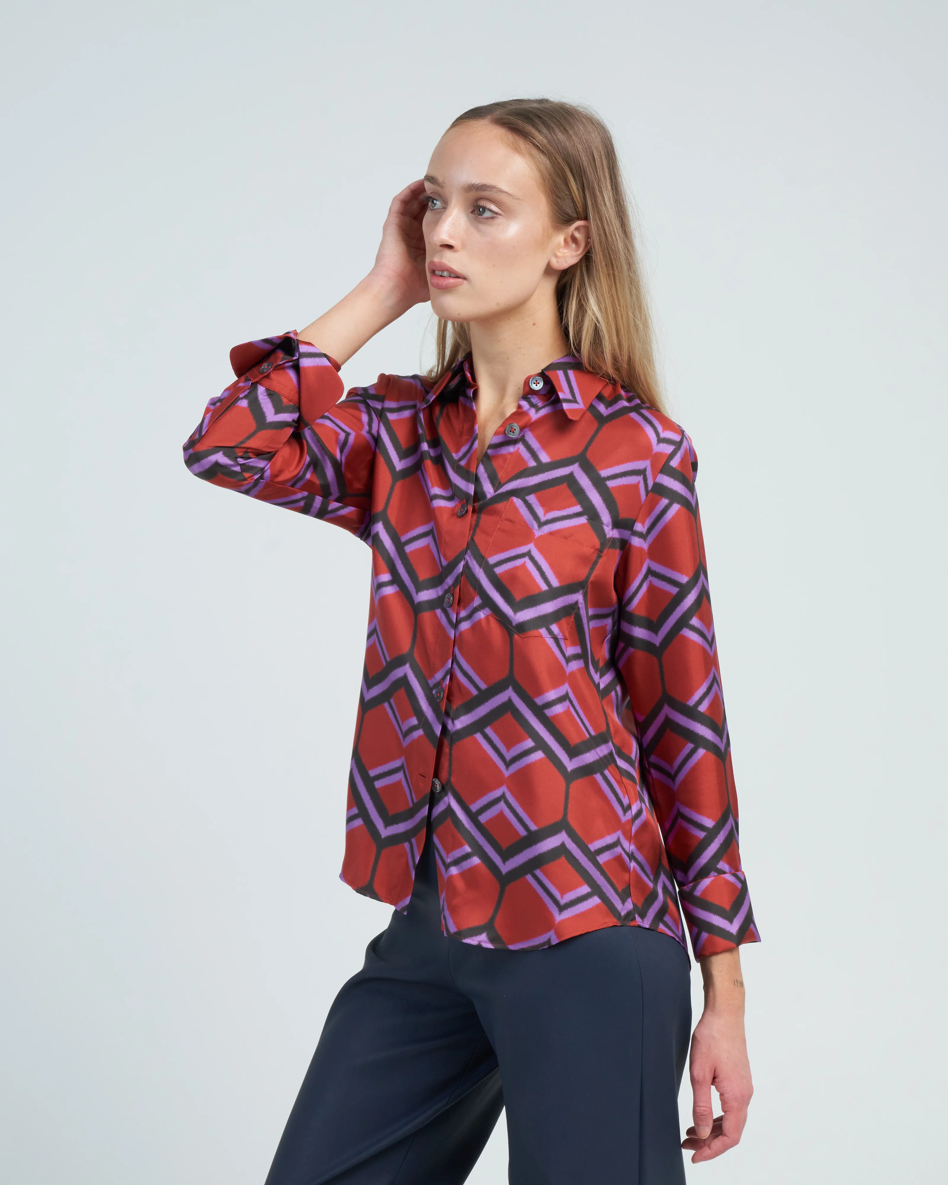 ribbon zig zag shirt - rusty red - Image 3