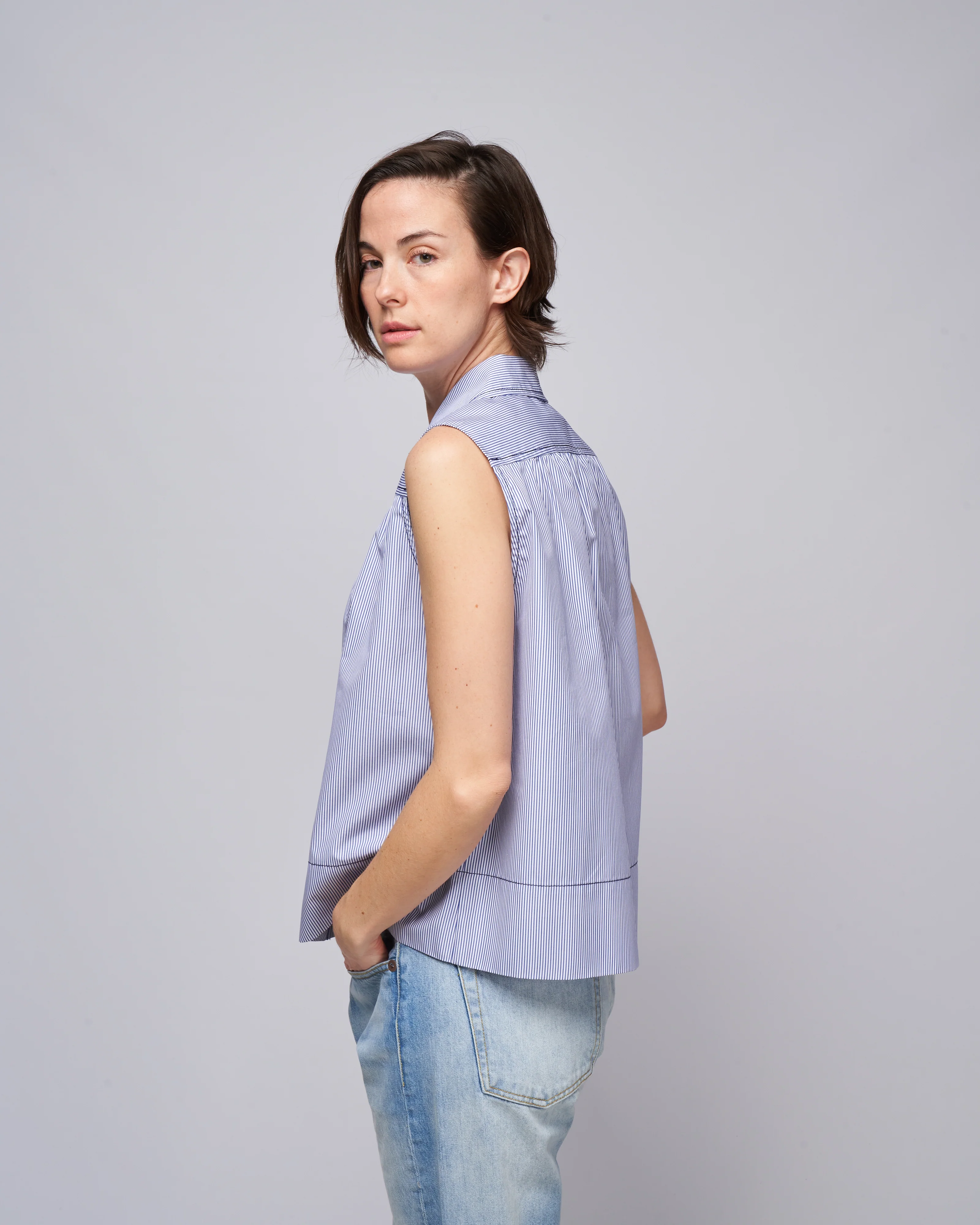 sleeveless shirt - navy/white - Image 3