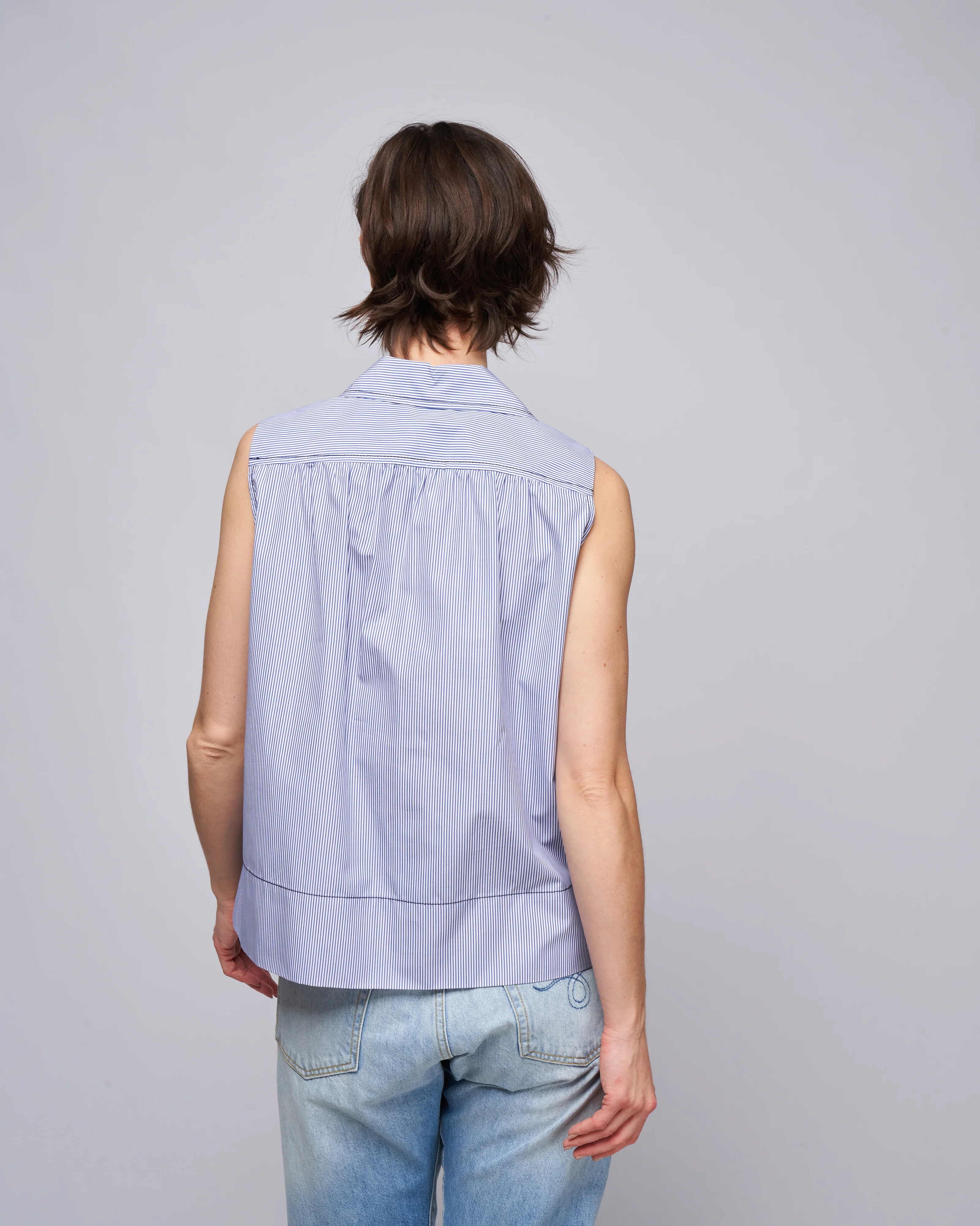 sleeveless shirt - navy/white - Image 4