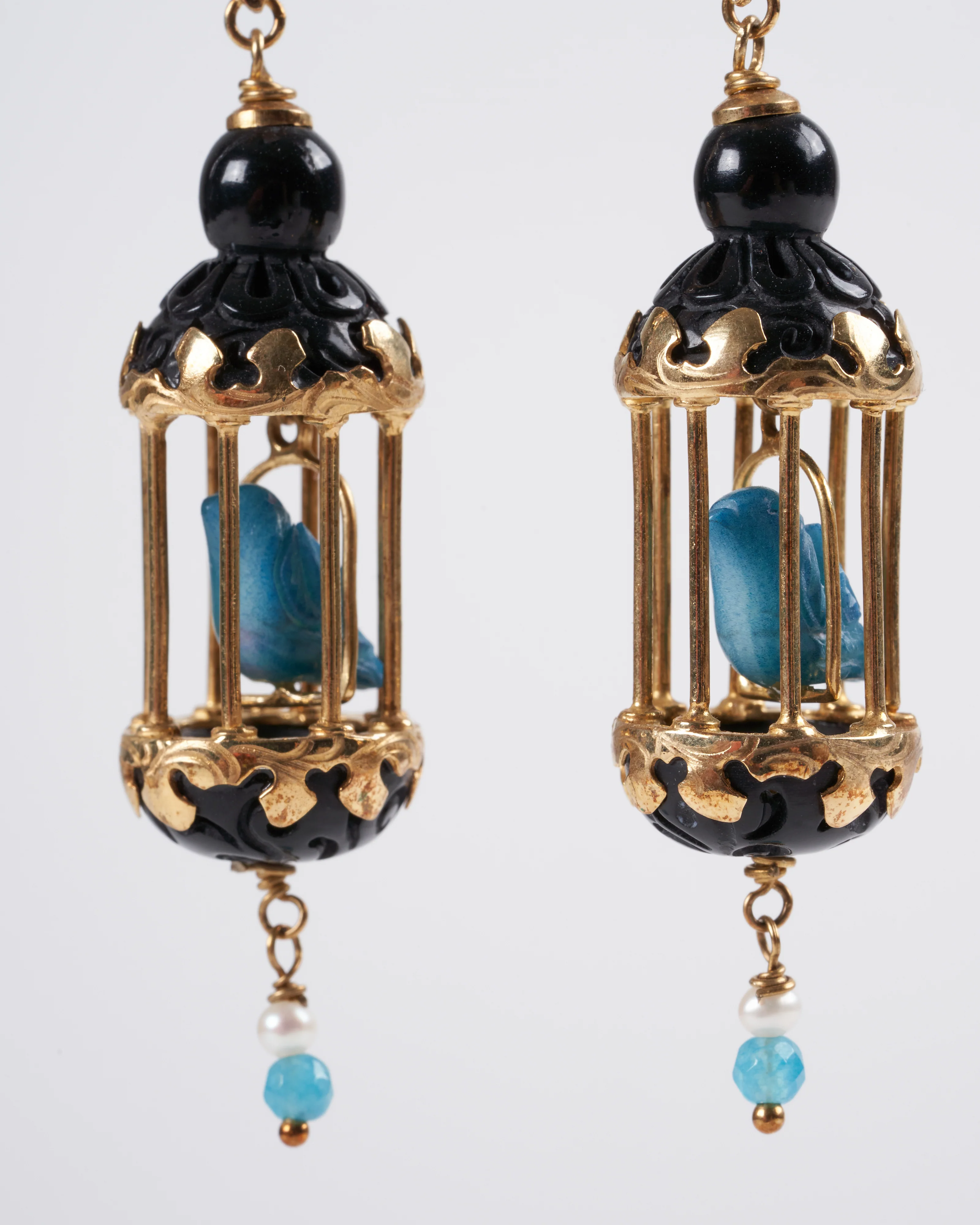 mini aviary earrings- black/jade - Image 4