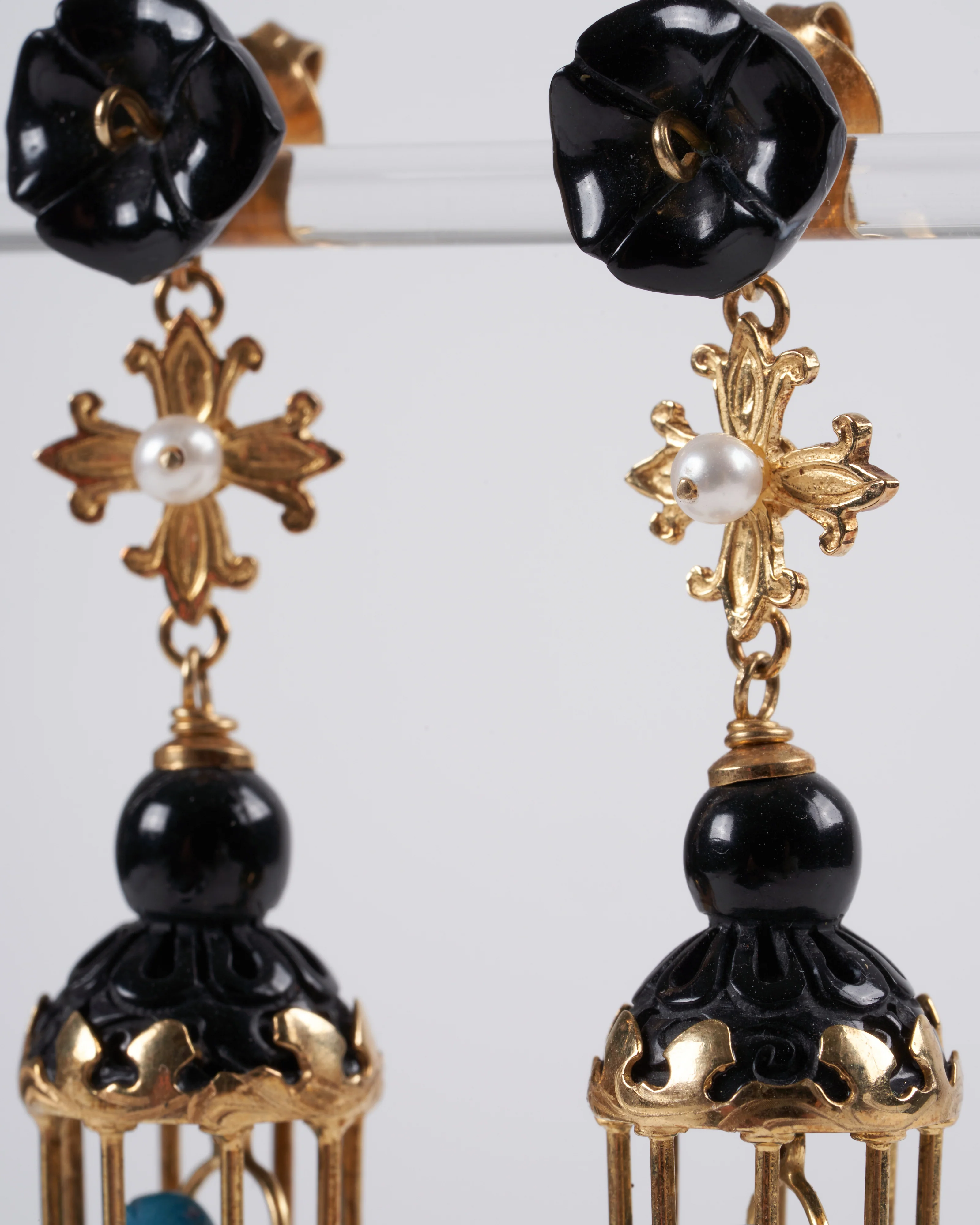 mini aviary earrings- black/jade - Image 5