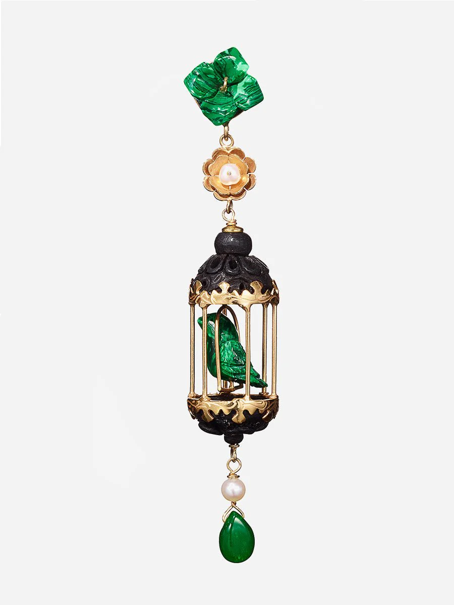 classic aviary earrings - malachite - Image 2