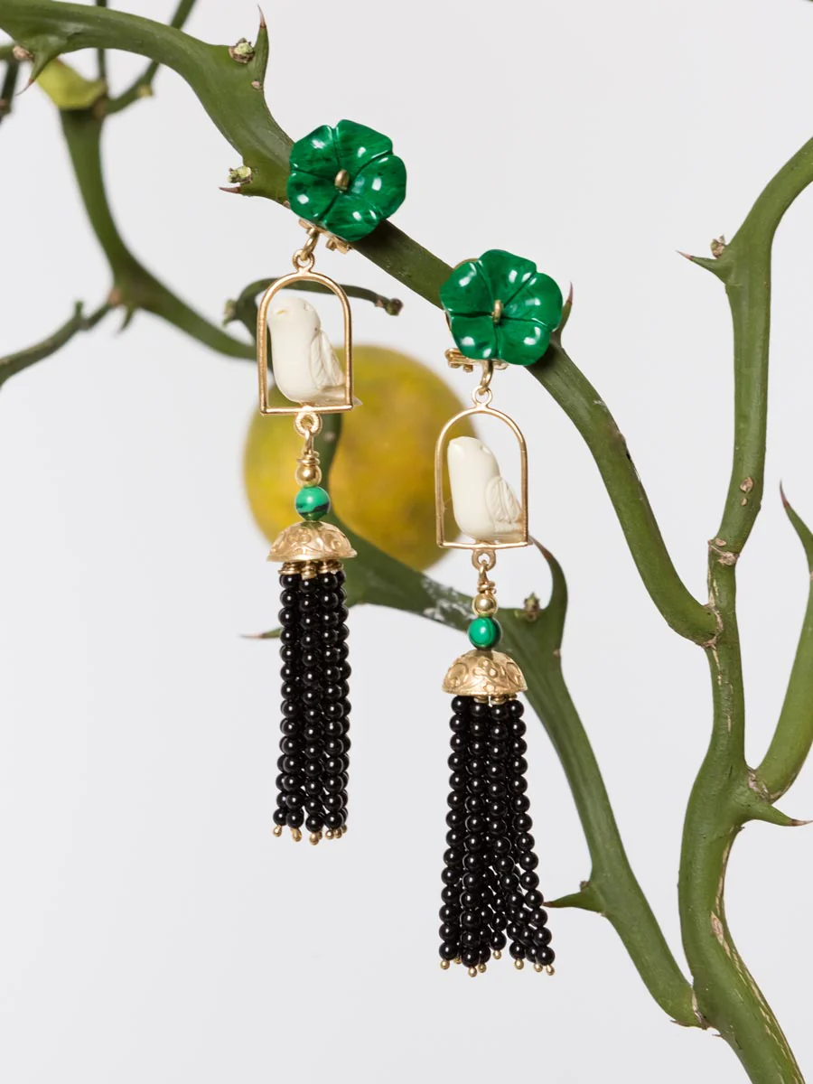 classic aviary earrings - malachite - Image 3