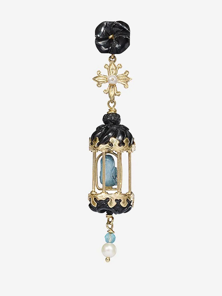 classic mini aviary earrings - black/jade - Image 2