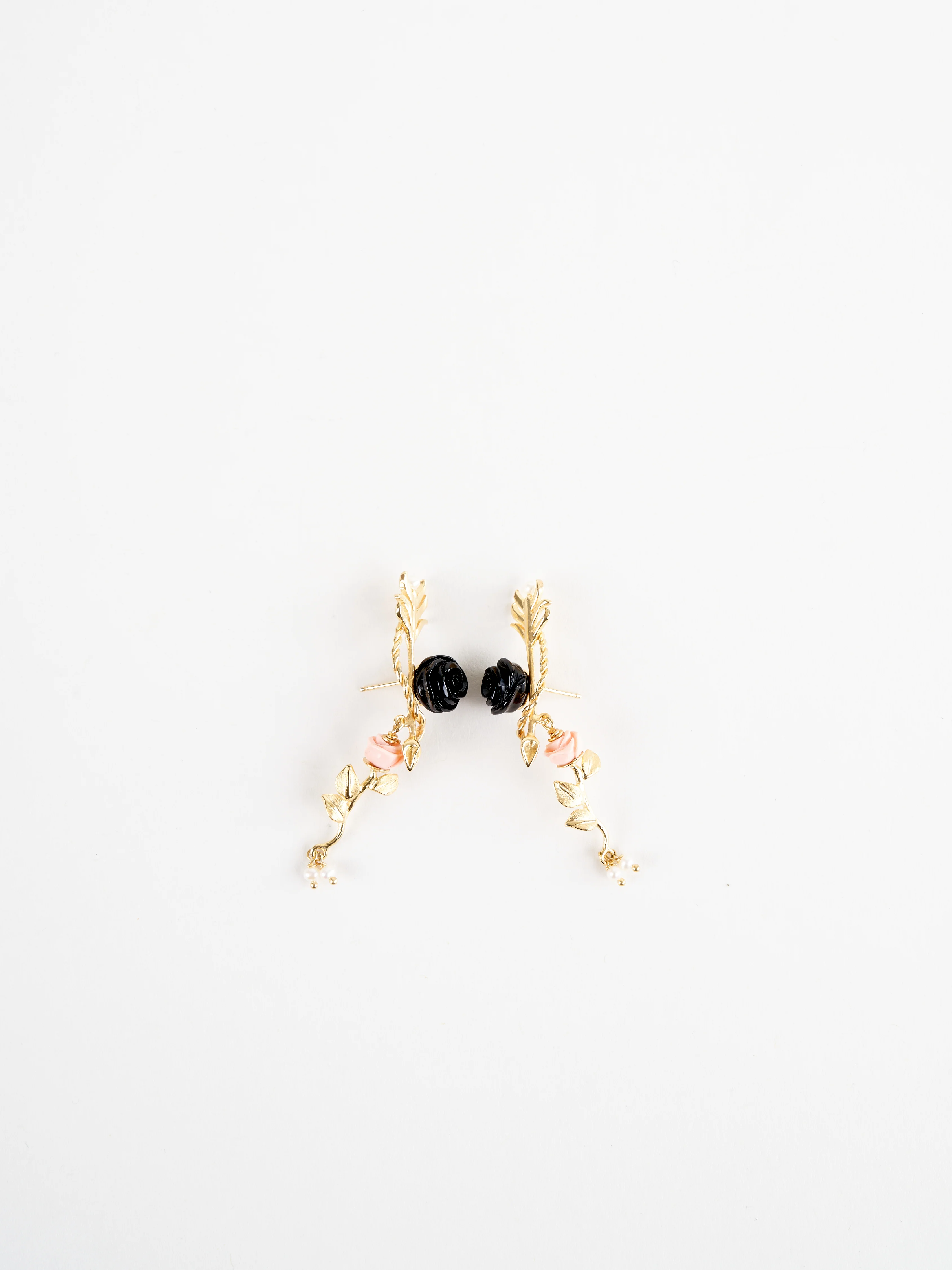 feather earring - black/pink