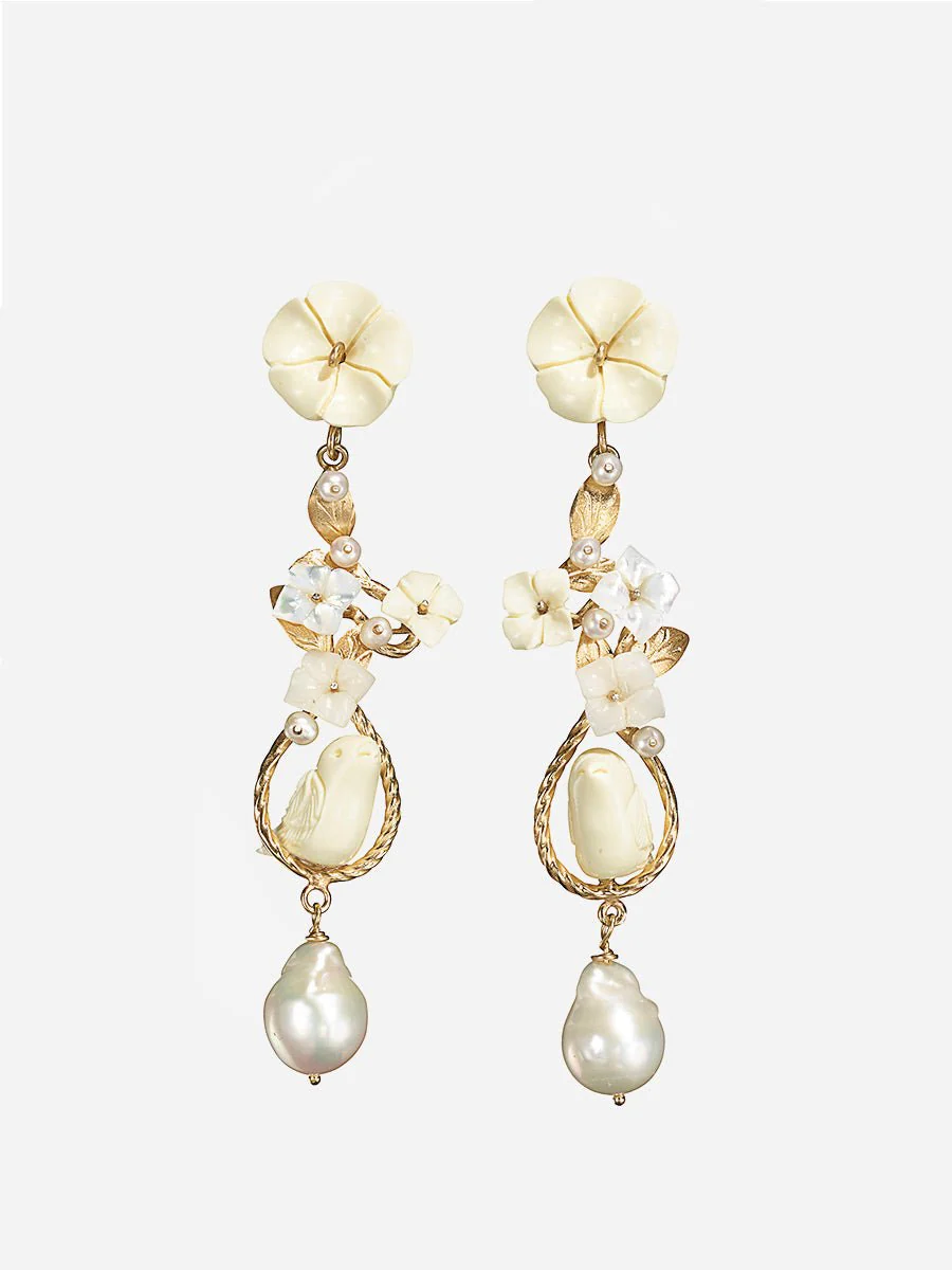 mating bird earrings - white - Image 2