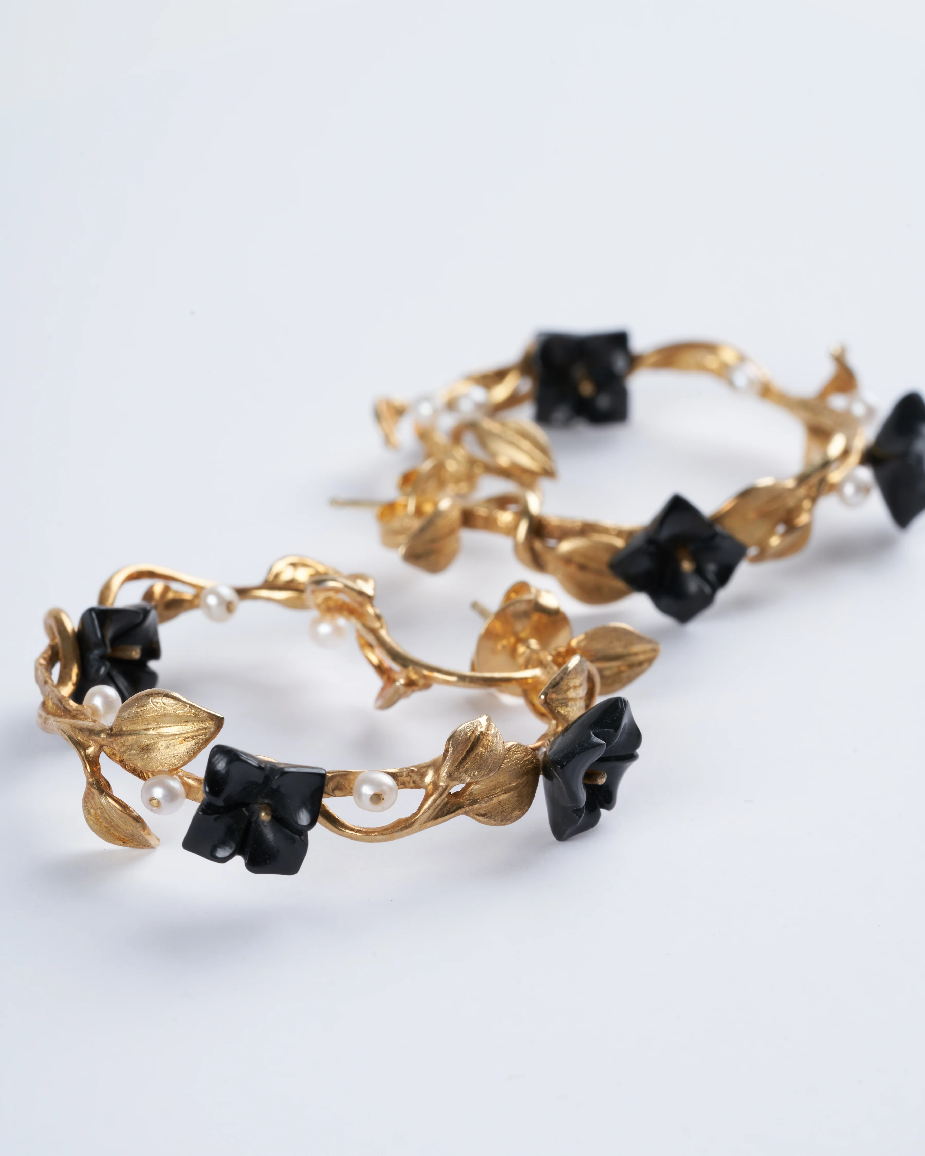 mini hoop earring - black - malachite - Image 2