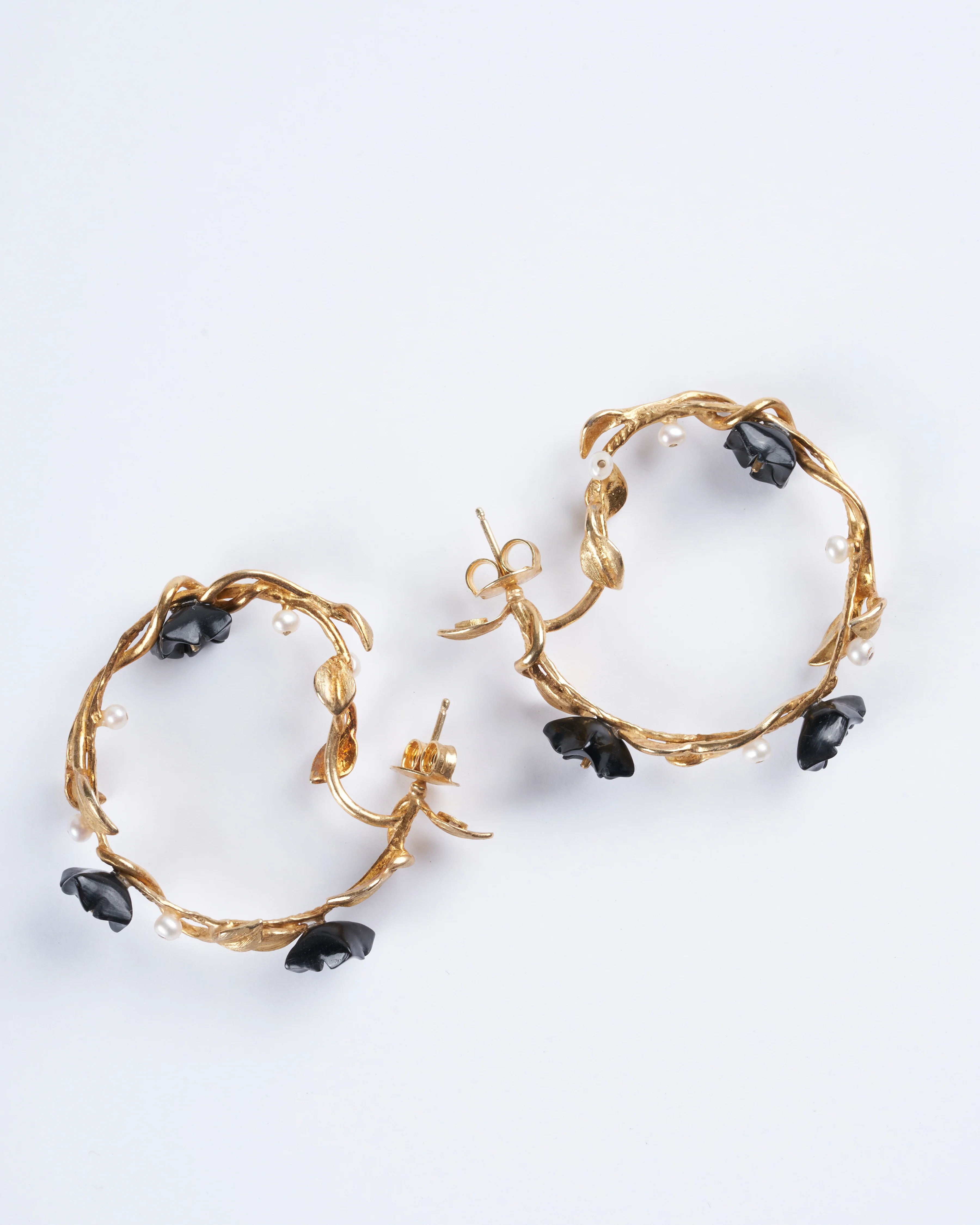 mini hoop earring - black - malachite - Image 4