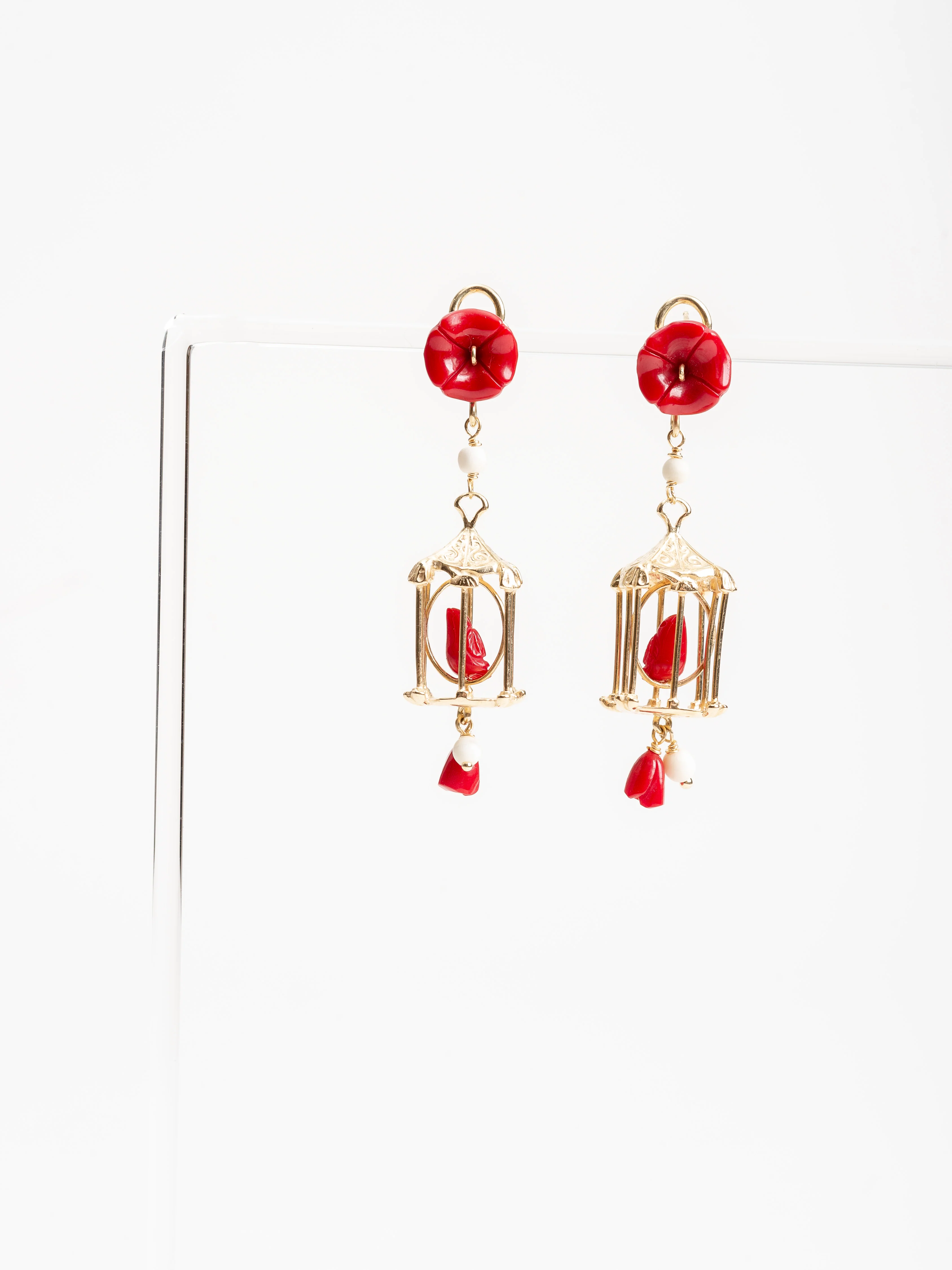 pagoda earrings - ruby - Image 2