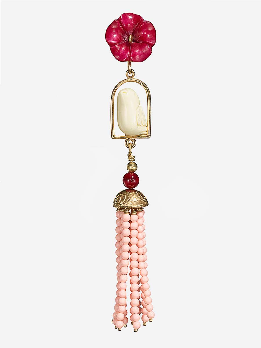 swinger earrings - fuschia, white, pink - Image 2