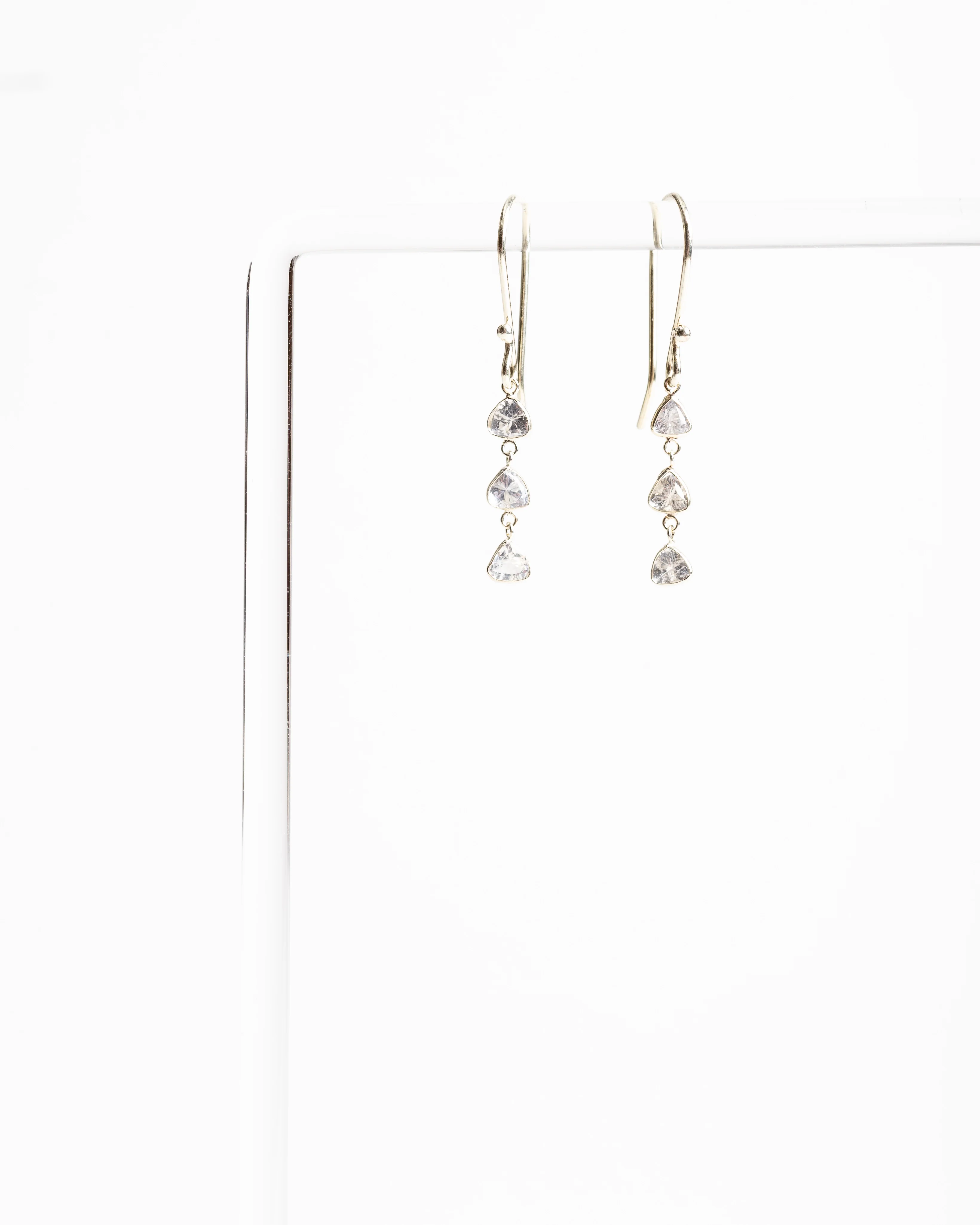 triangle sapphire long earrings