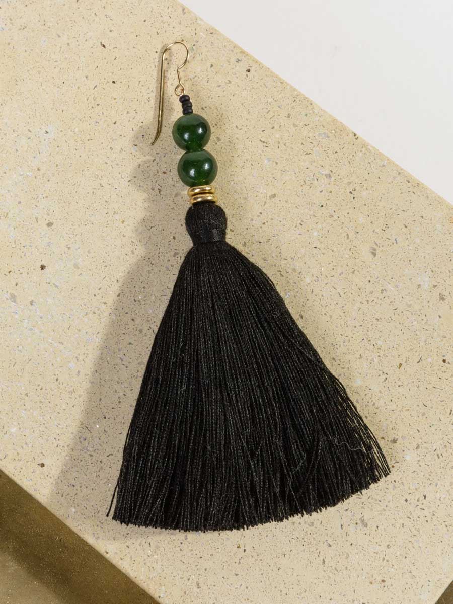 lina earrings - black/green jade - Image 2