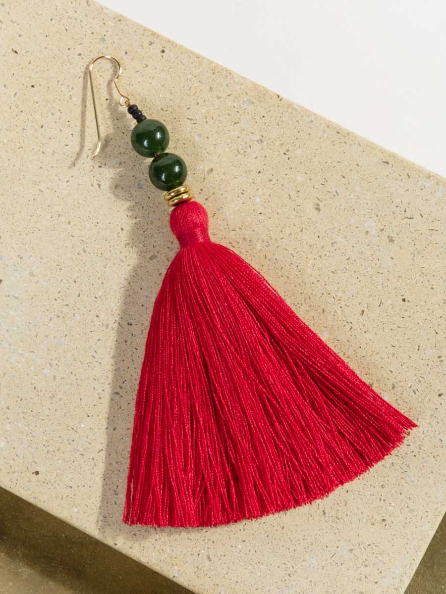 lina earrings - red/green jade - Image 2