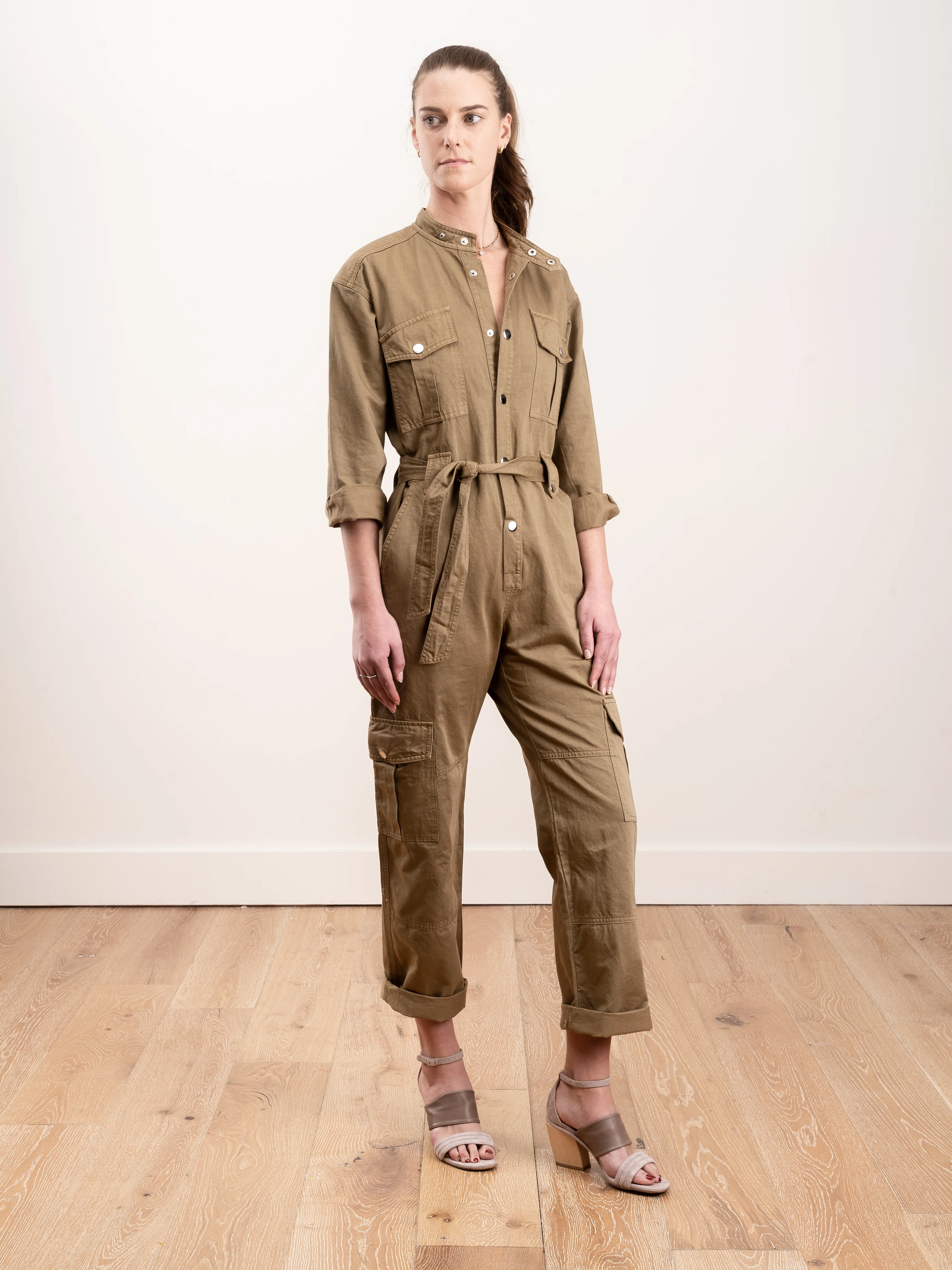jumpsuit w/cargo pockets - olive - Image 2