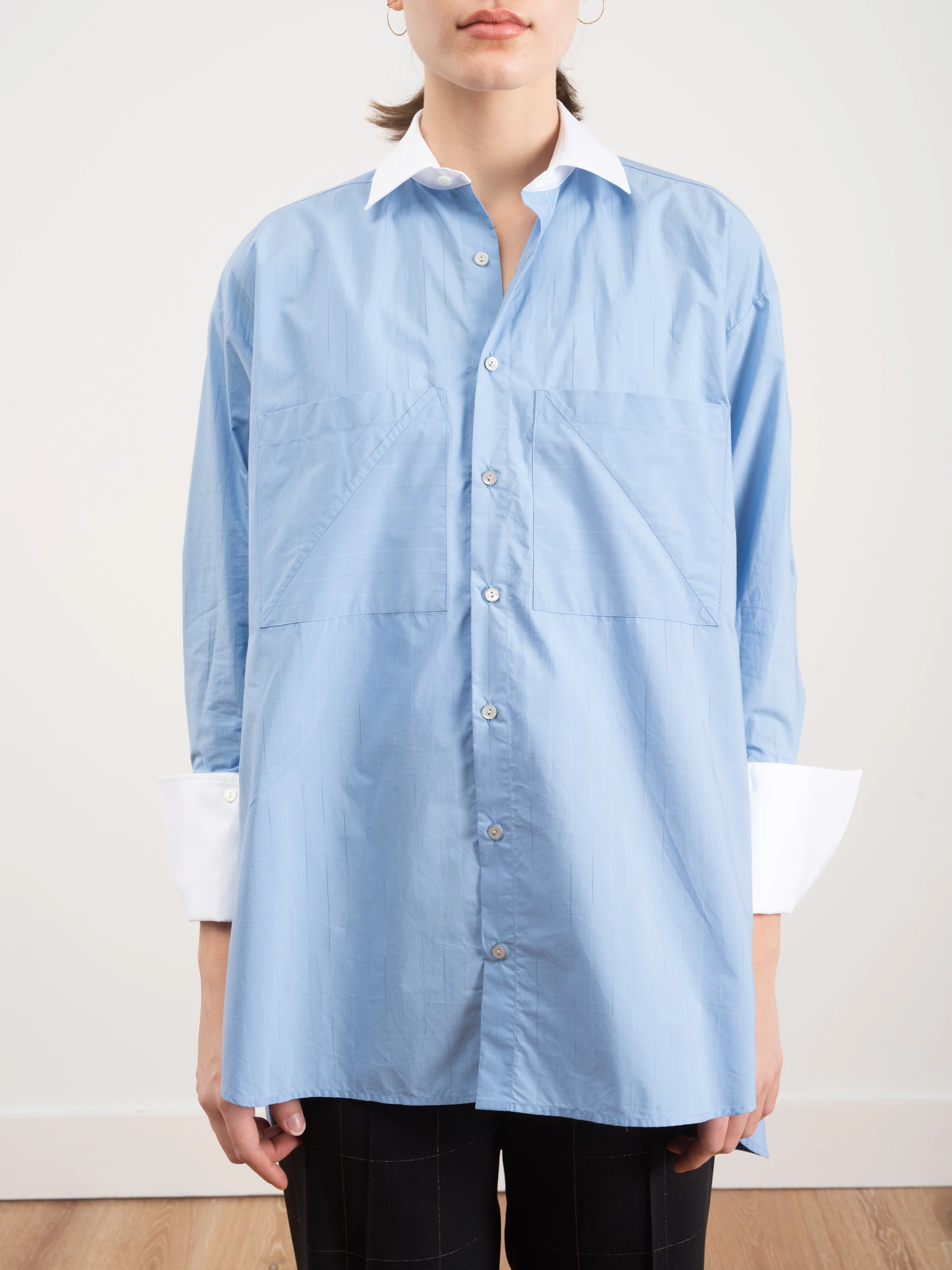 boyfriend shirt - blue rain stripe - Image 3