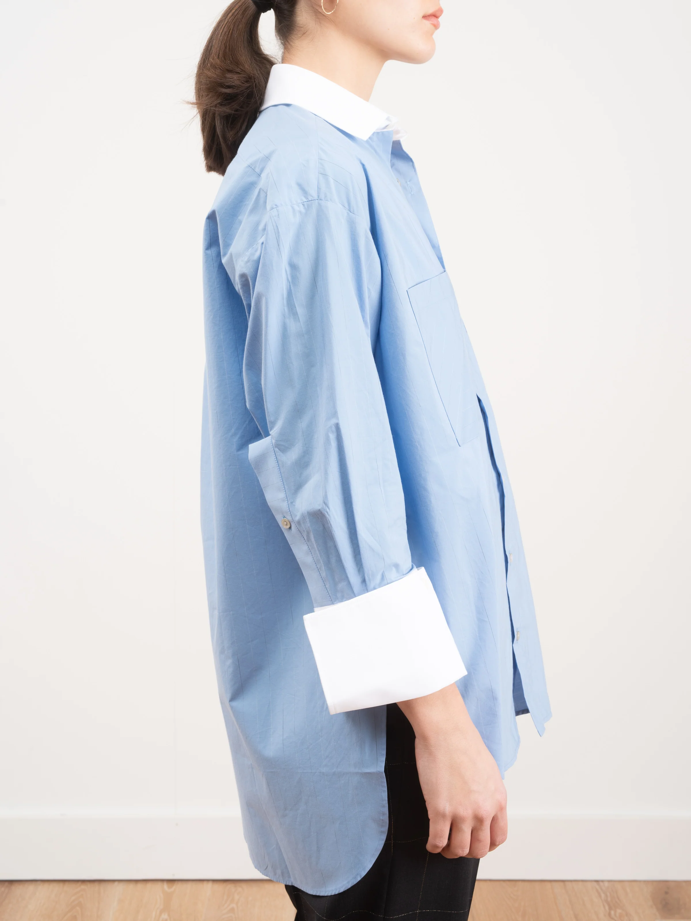 boyfriend shirt - blue rain stripe - Image 4