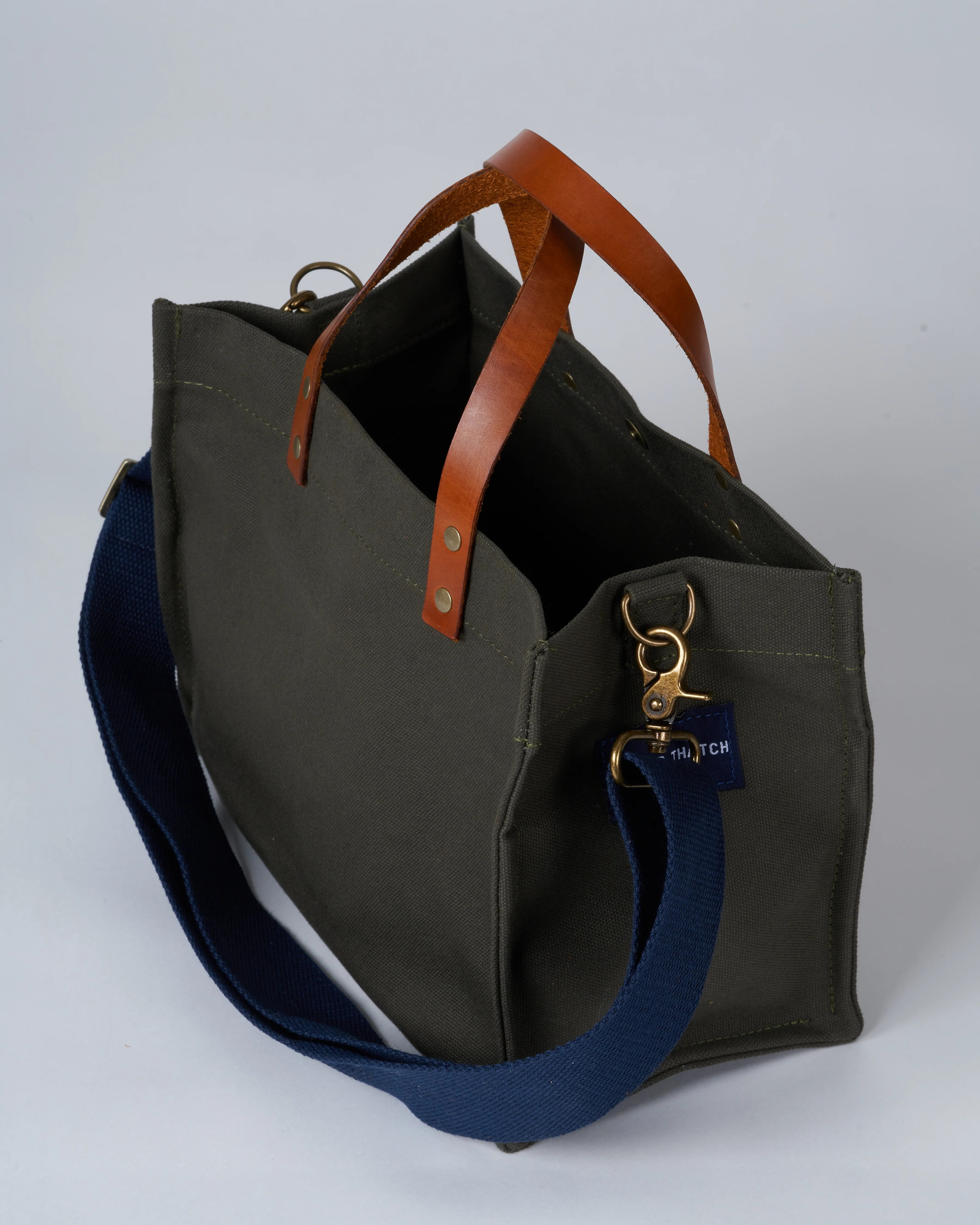 canvas small mimi bag - olive with surfer stripe strap - Image 3