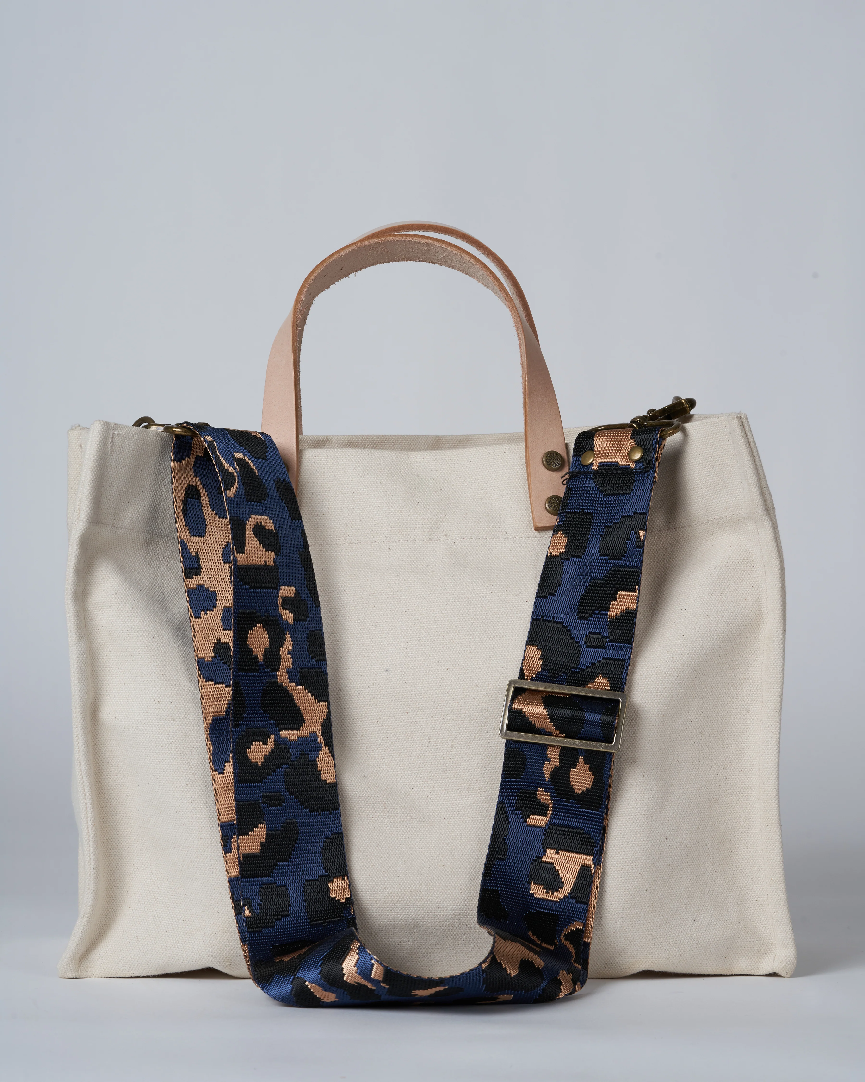 medium mimi - natural with navy leopard straps - Image 2