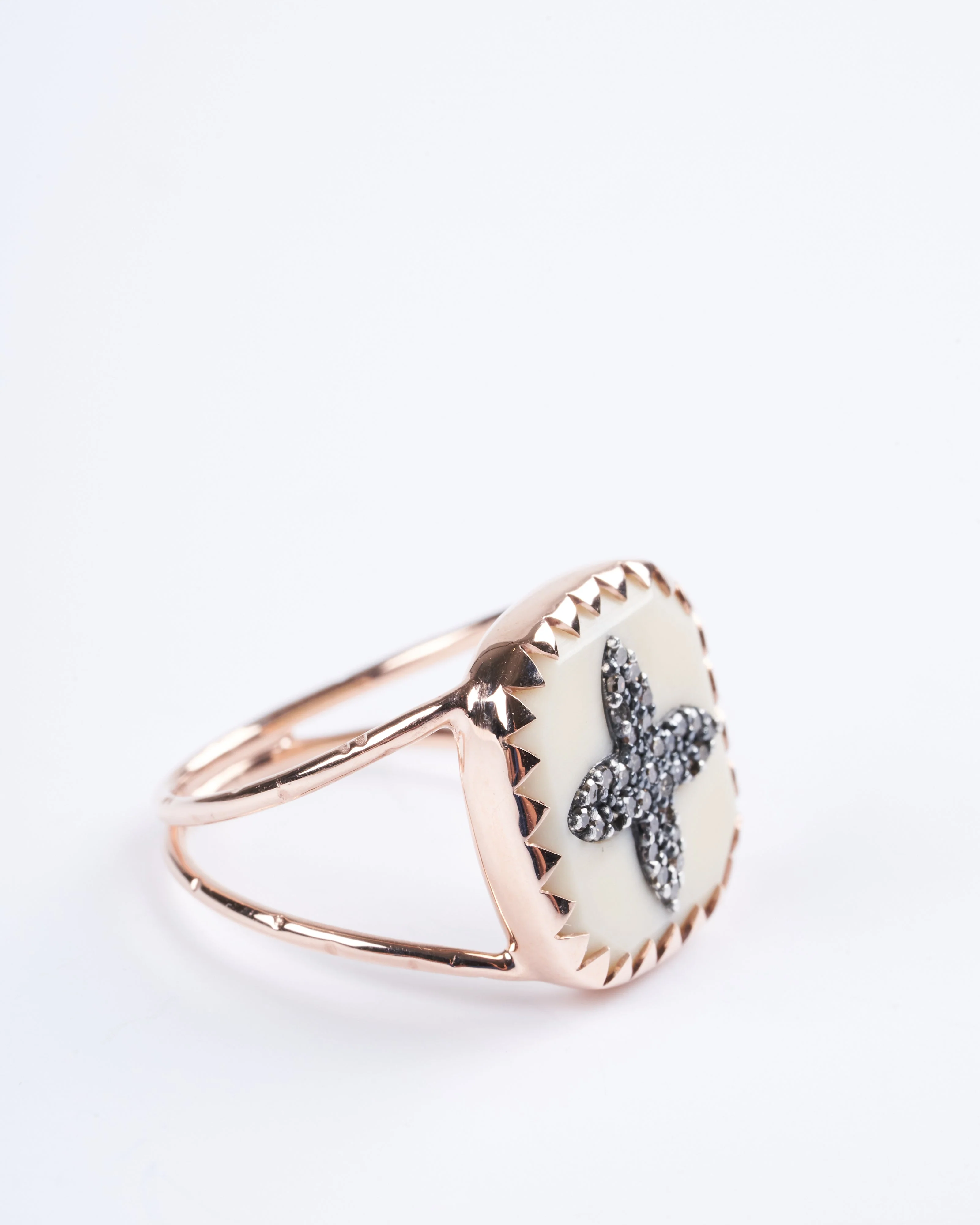 bowie ring white with diamond pink gold - gold - Image 2