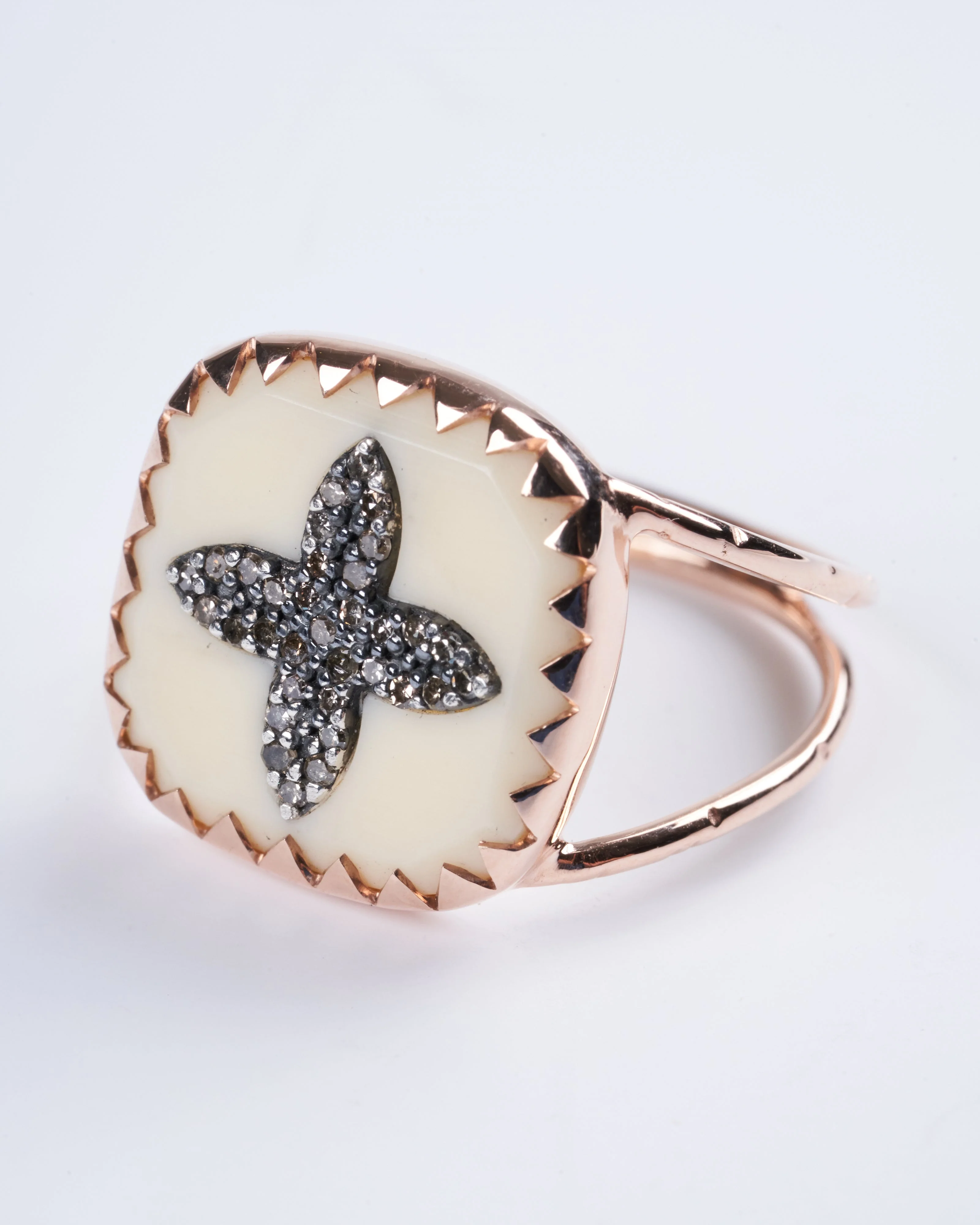 bowie ring white with diamond pink gold - gold - Image 4