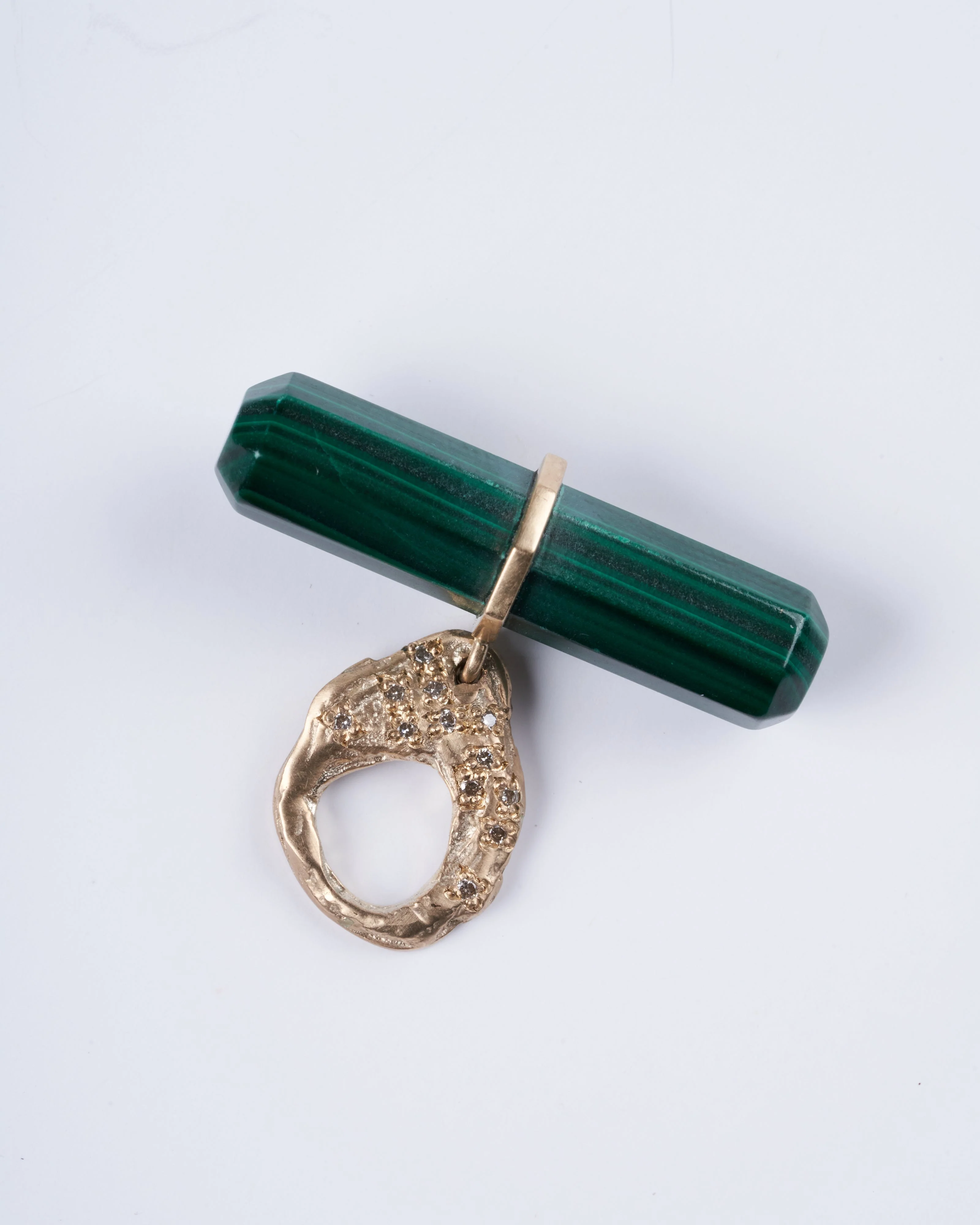 iman malachite amulet yellow gold 9k and diamond - gold - Image 2