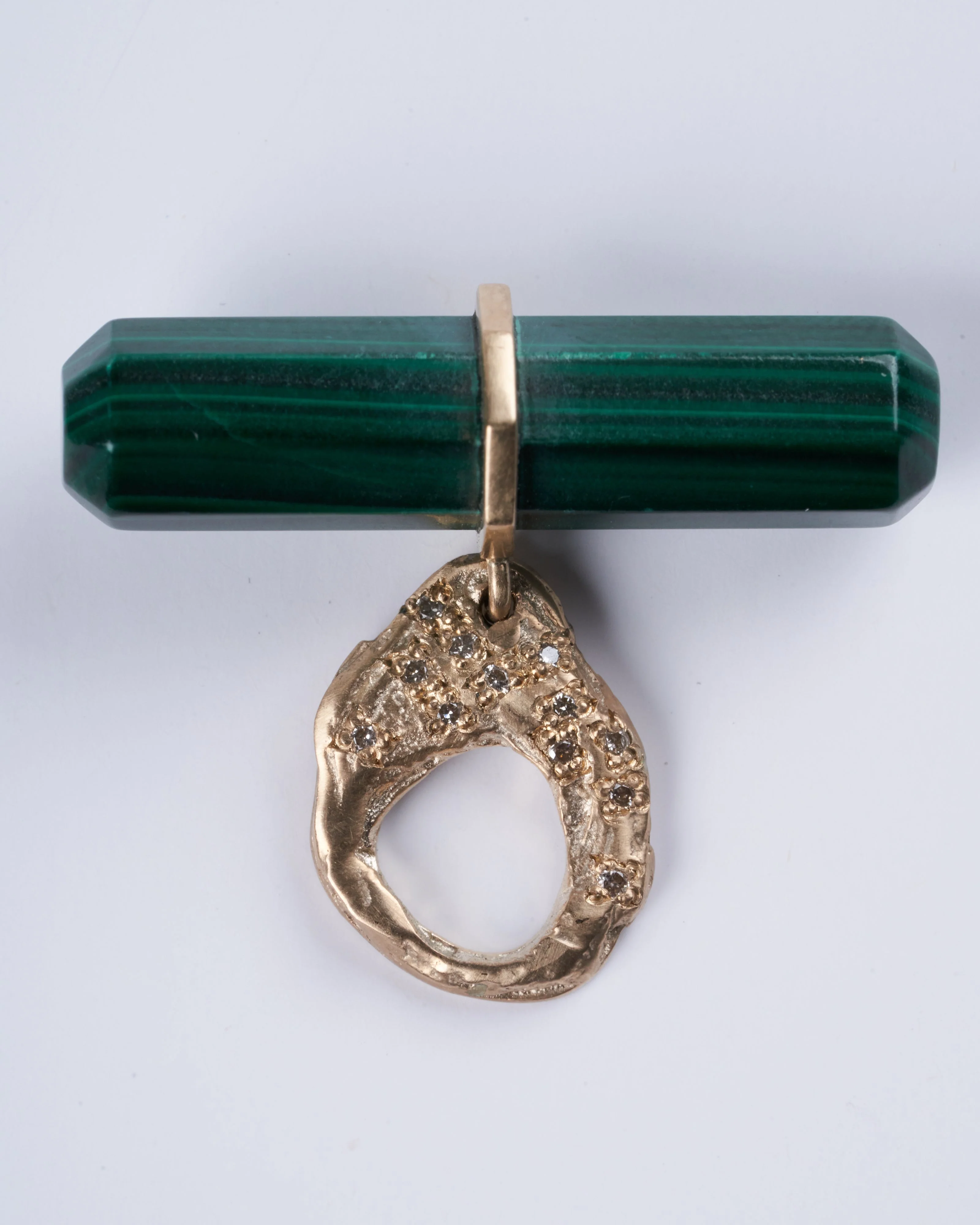 iman malachite amulet yellow gold 9k and diamond - gold - Image 3