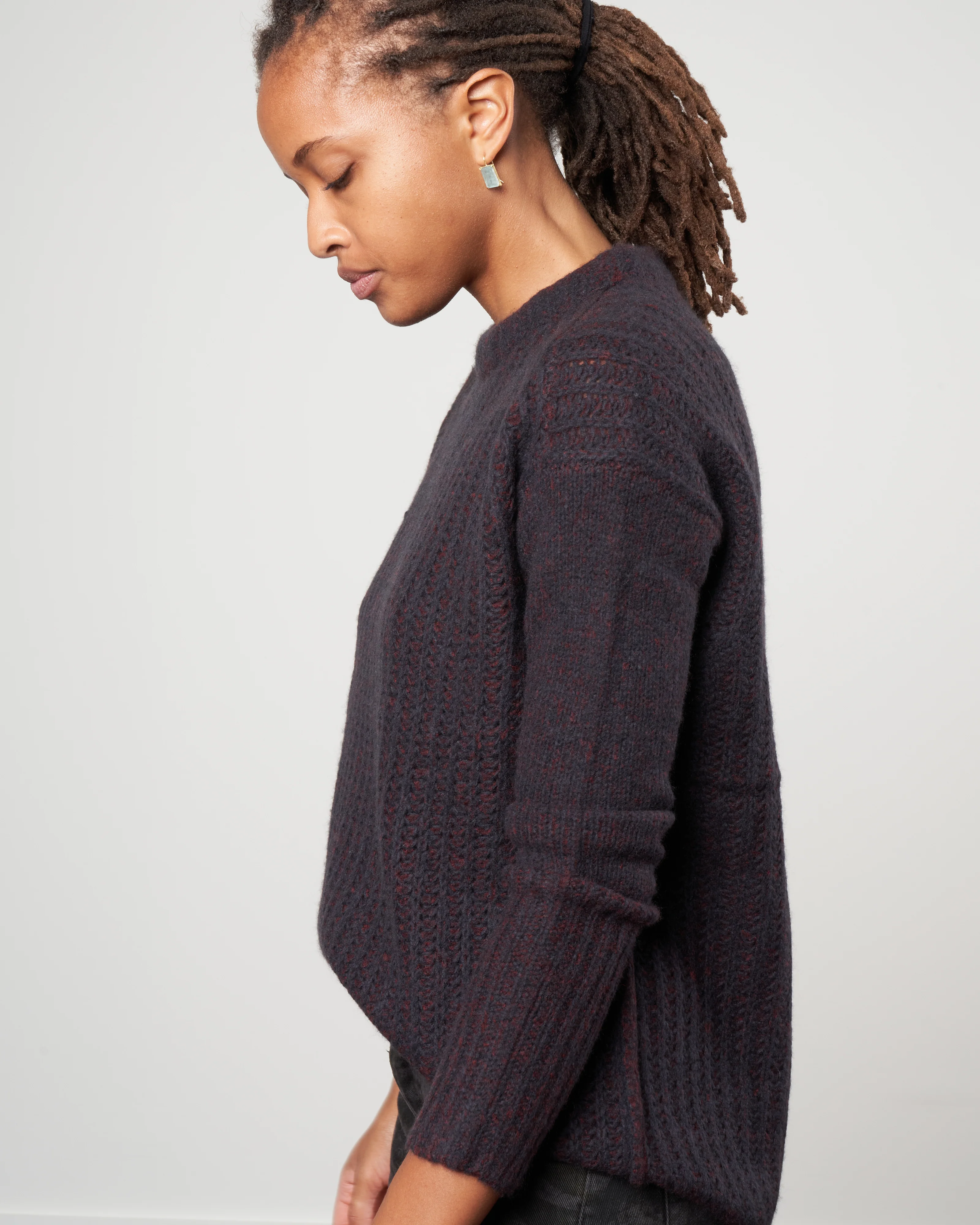 double dreamy cashmere crew - shiraz/black - Image 3
