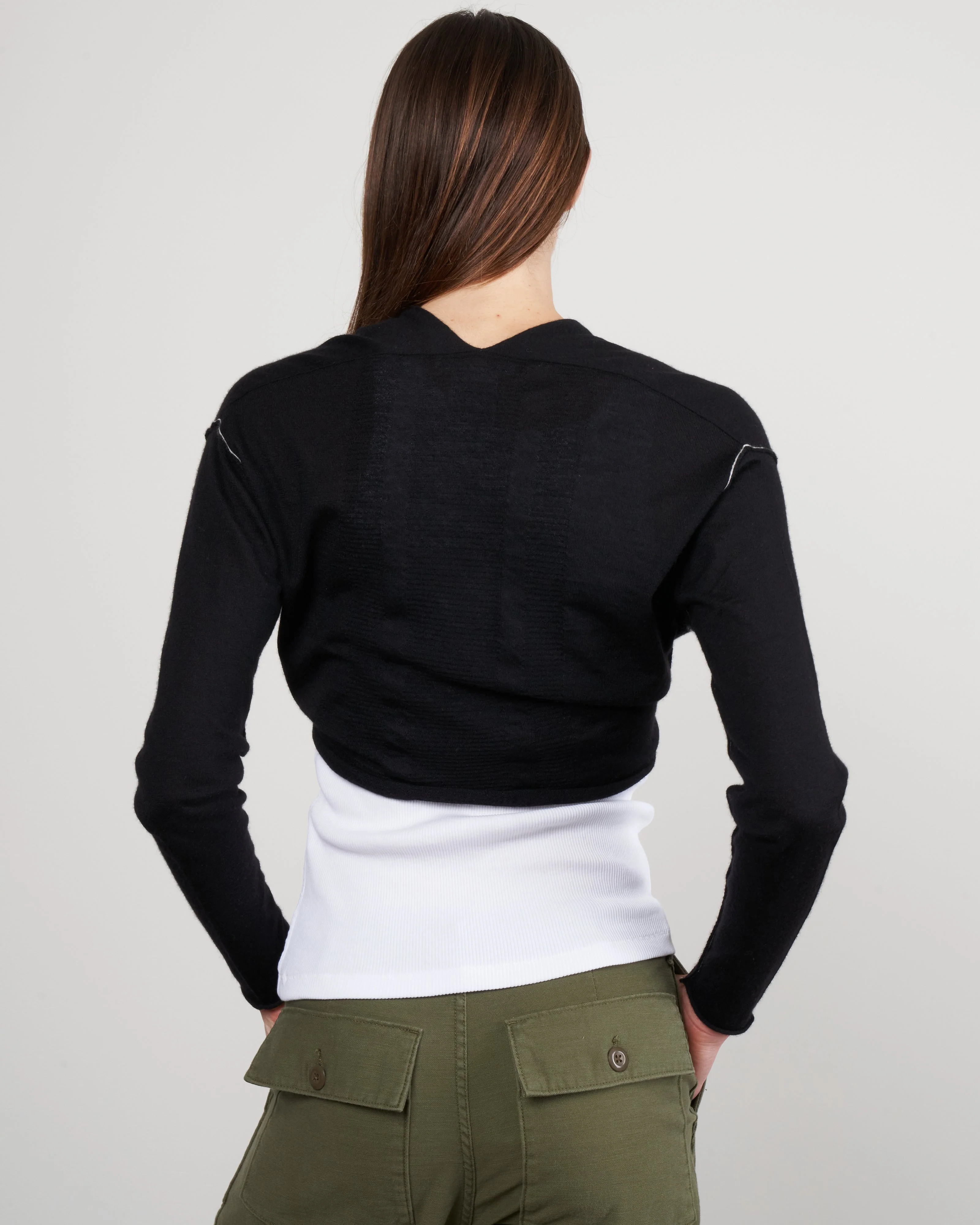 drape front cardigan - black - Image 3