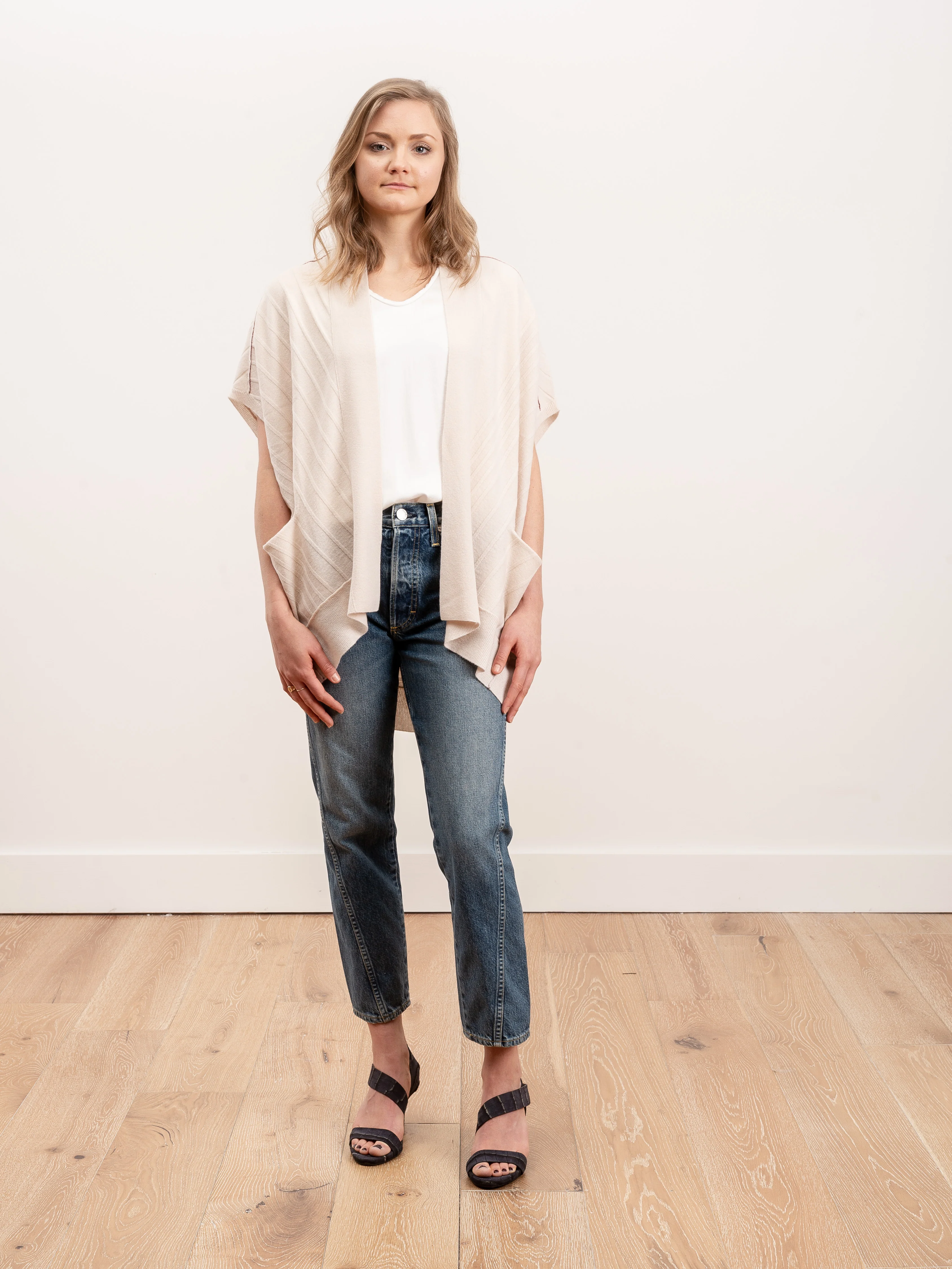 high low vest - cream