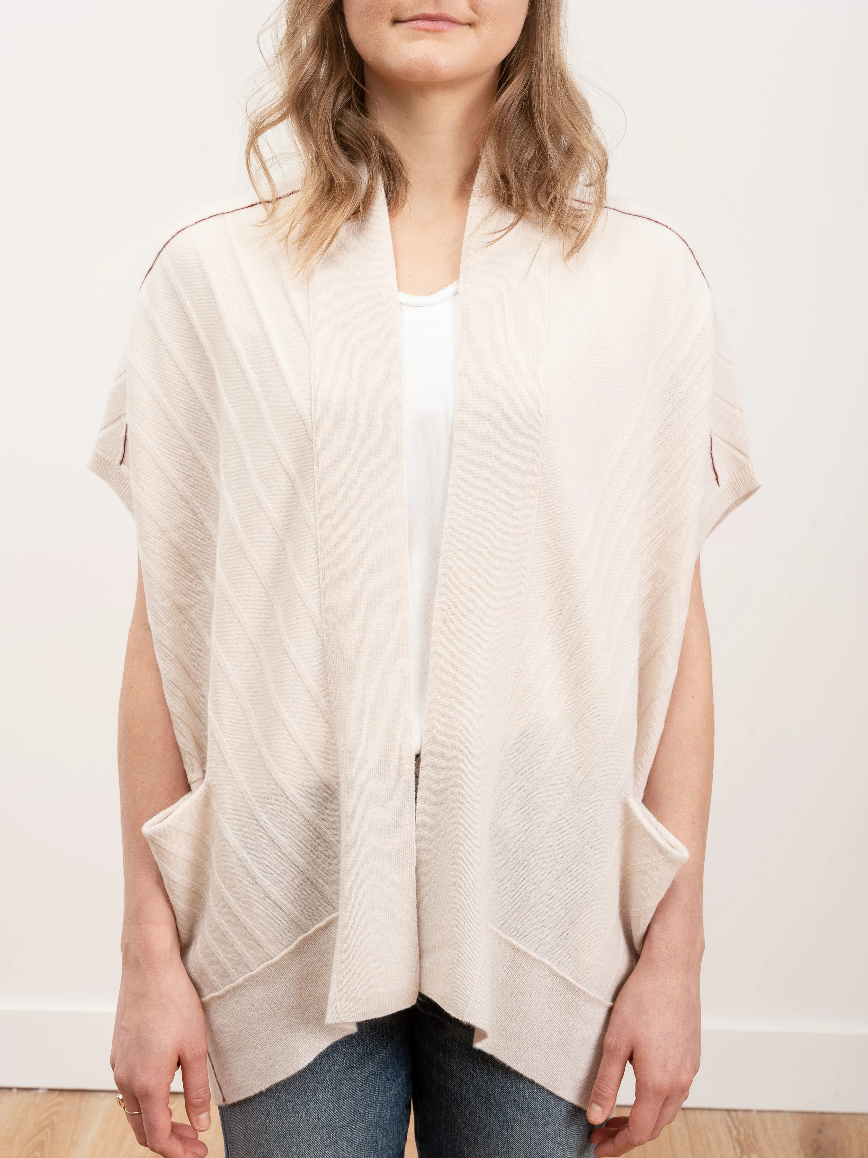 high low vest - cream - Image 3