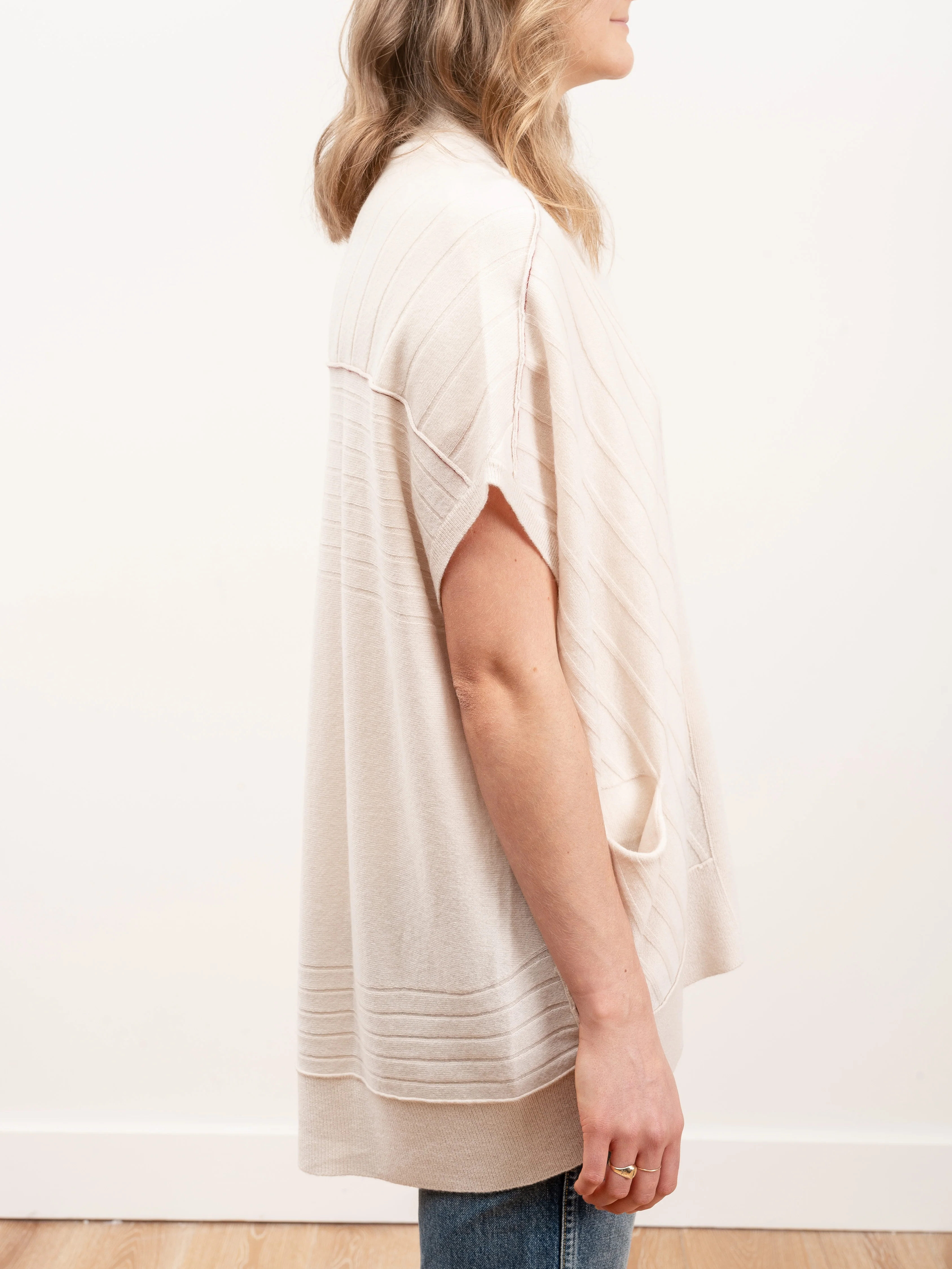 high low vest - cream - Image 4