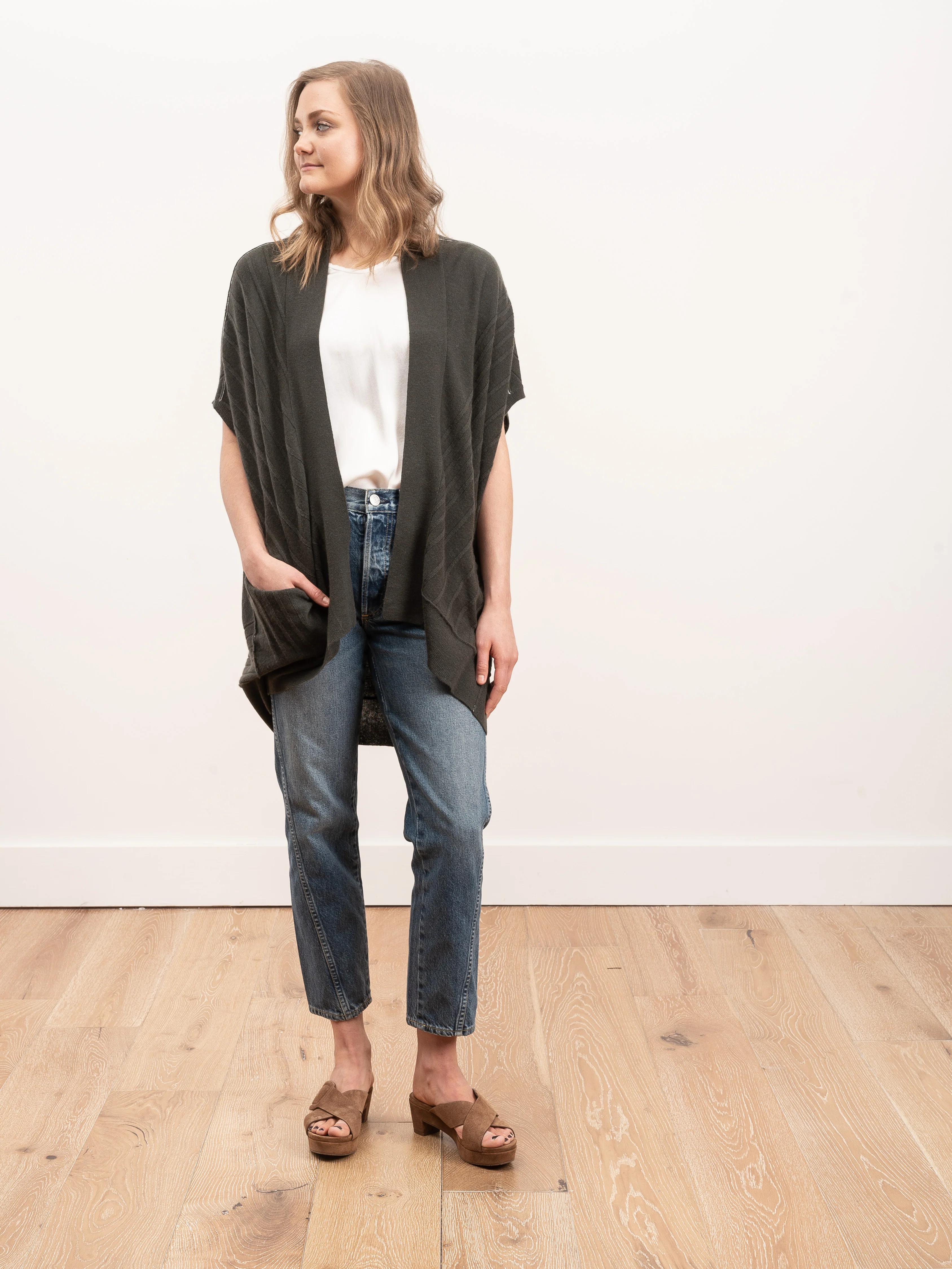 high low vest - olive - Image 2