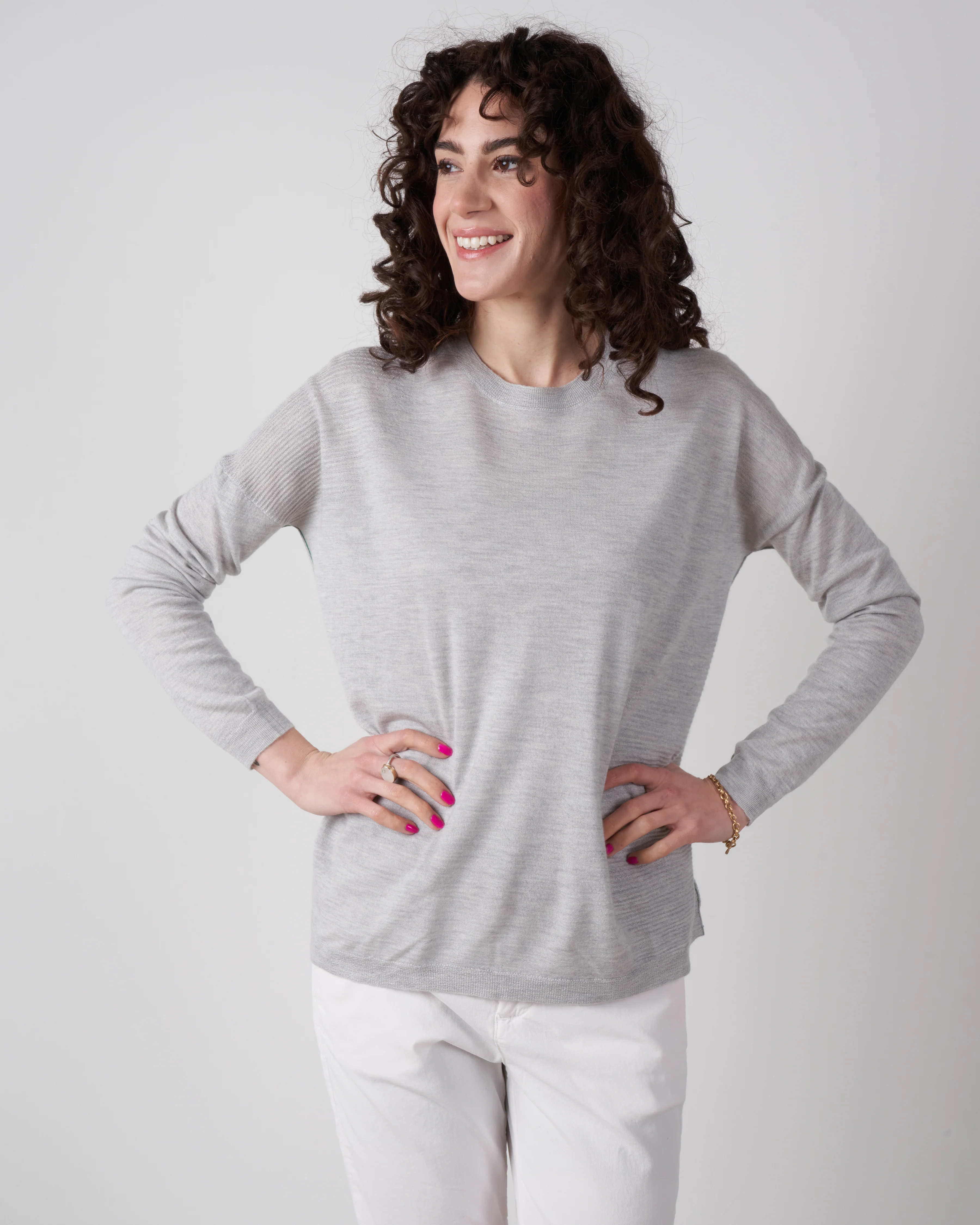 l/s textured crew top - cloud grey - Image 3