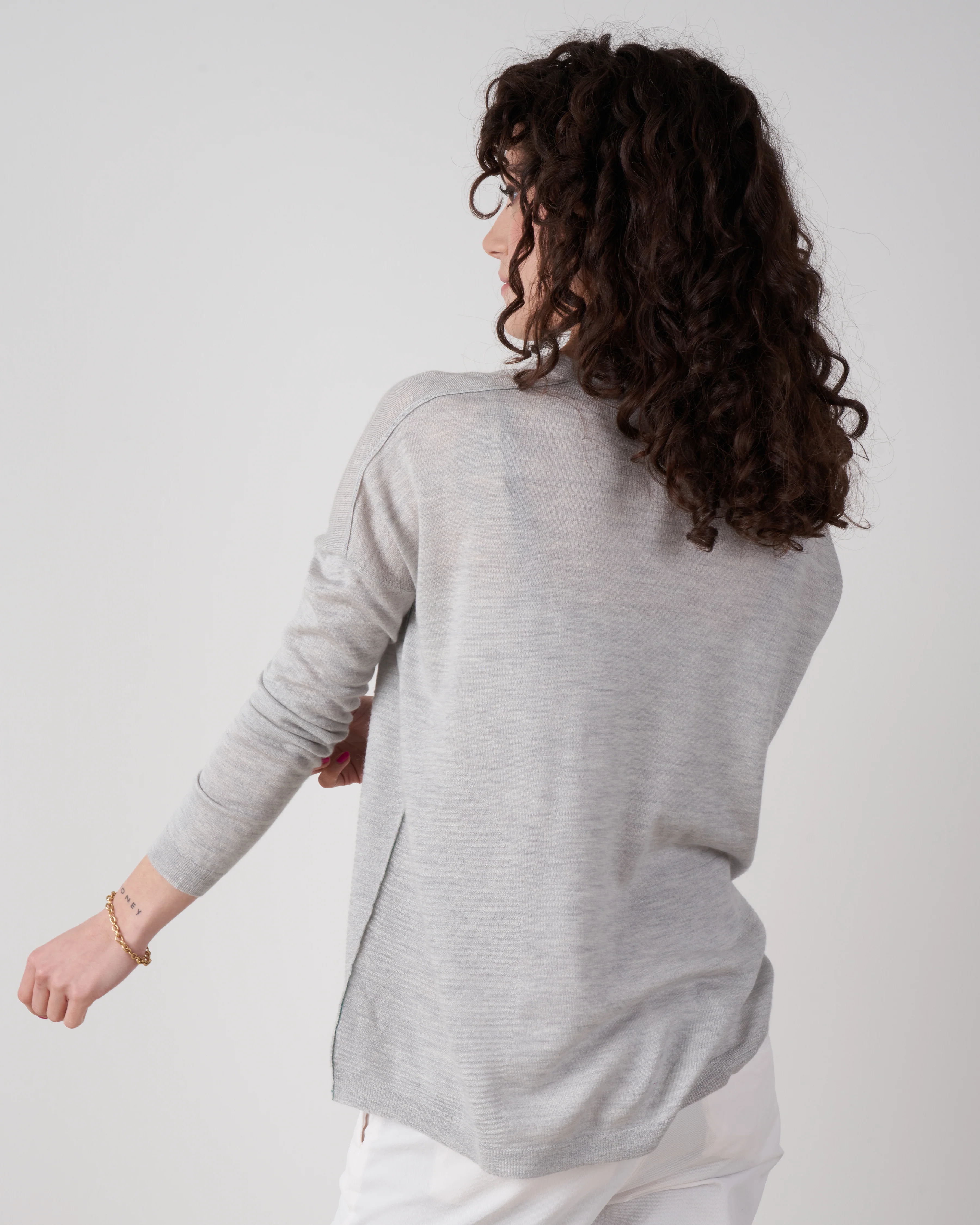 l/s textured crew top - cloud grey - Image 4