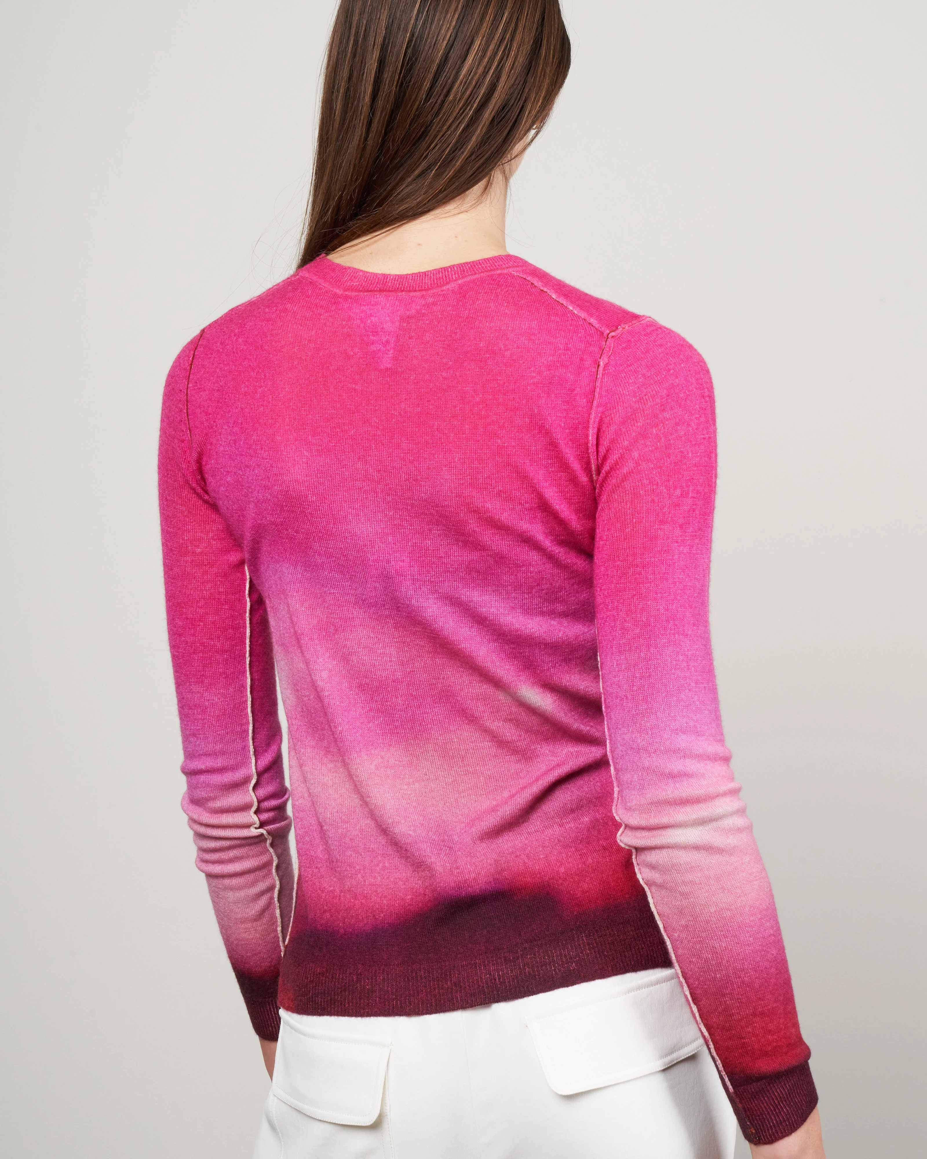 l/s watercolor crew - fuschia multi - Image 4