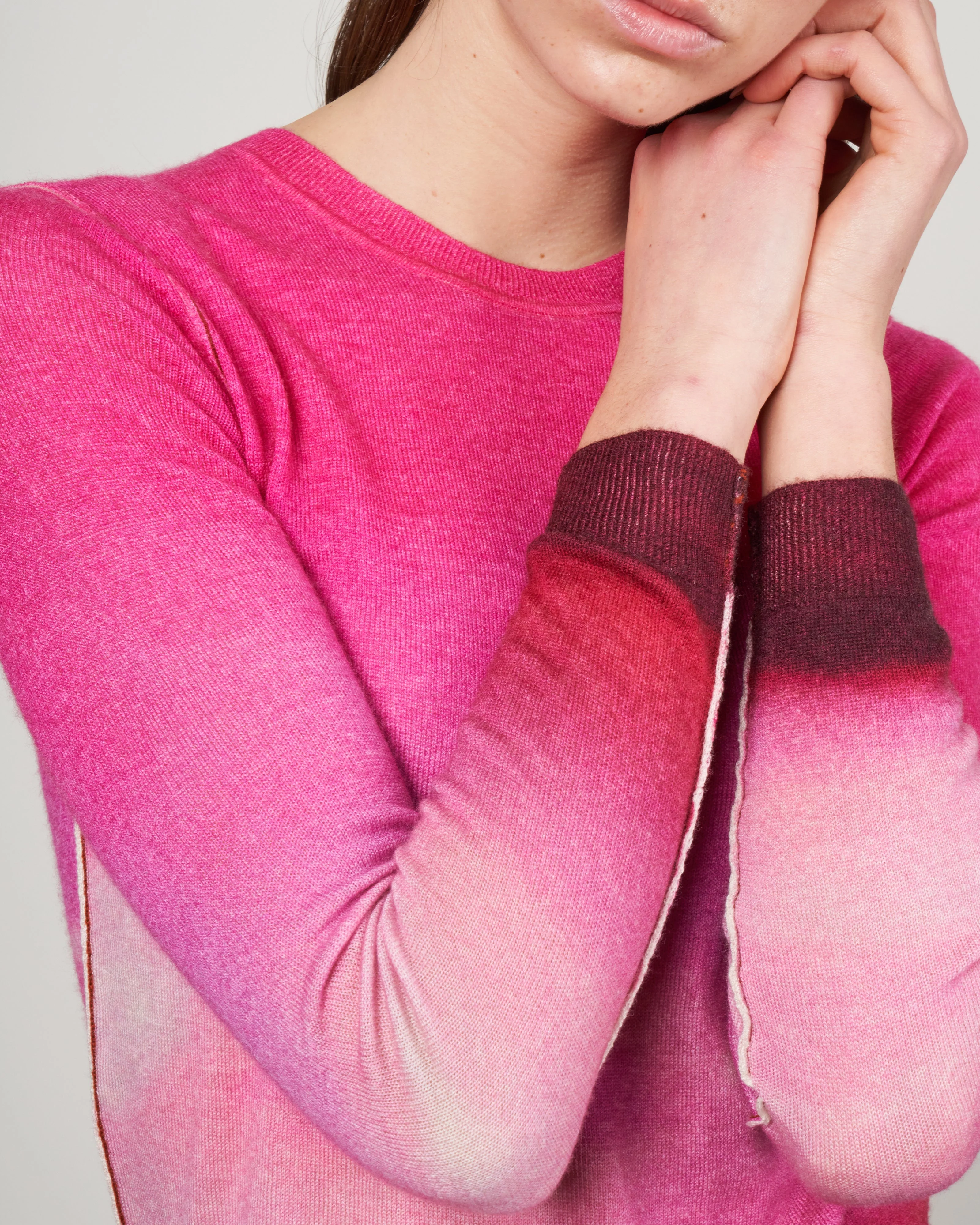 l/s watercolor crew - fuschia multi - Image 5