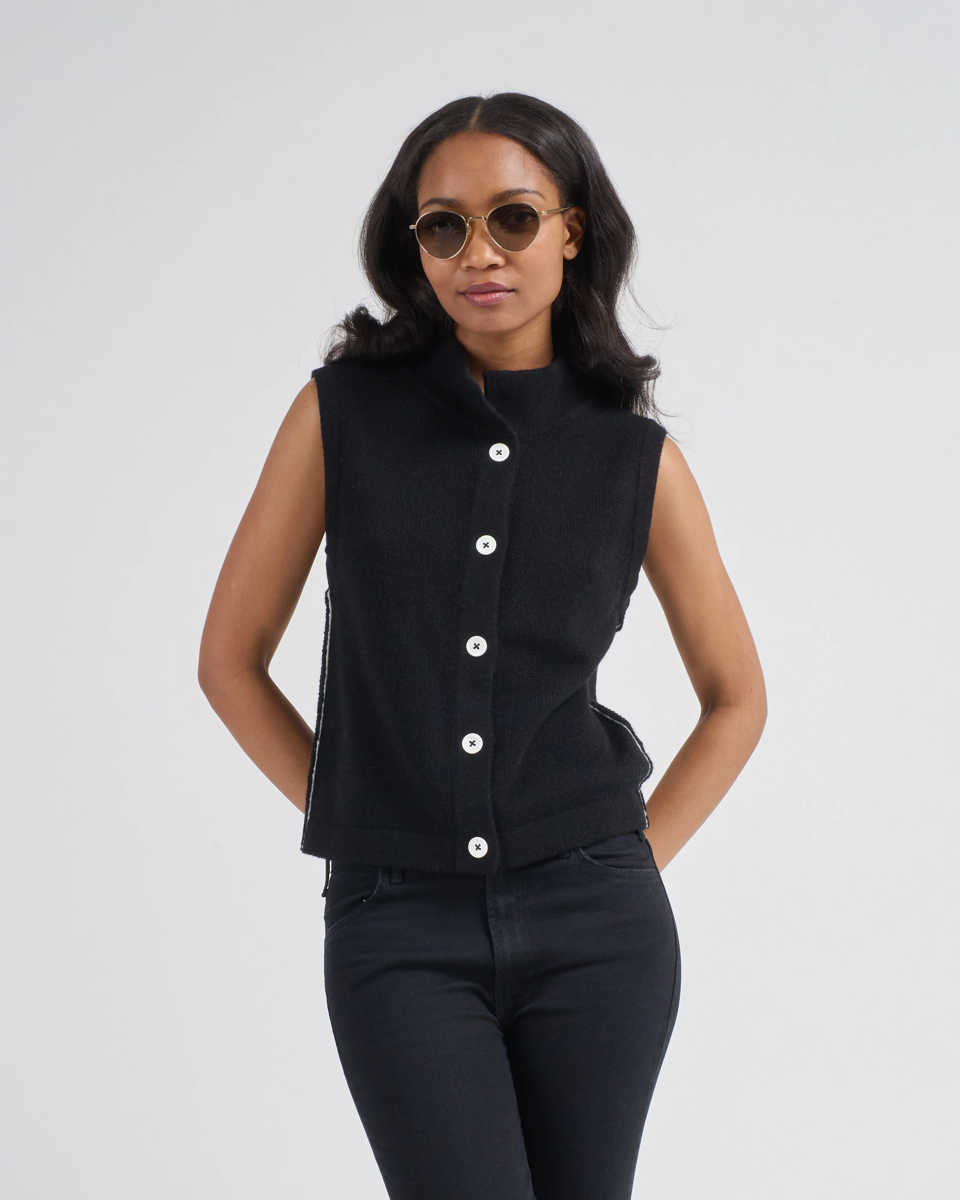 mock neck vest