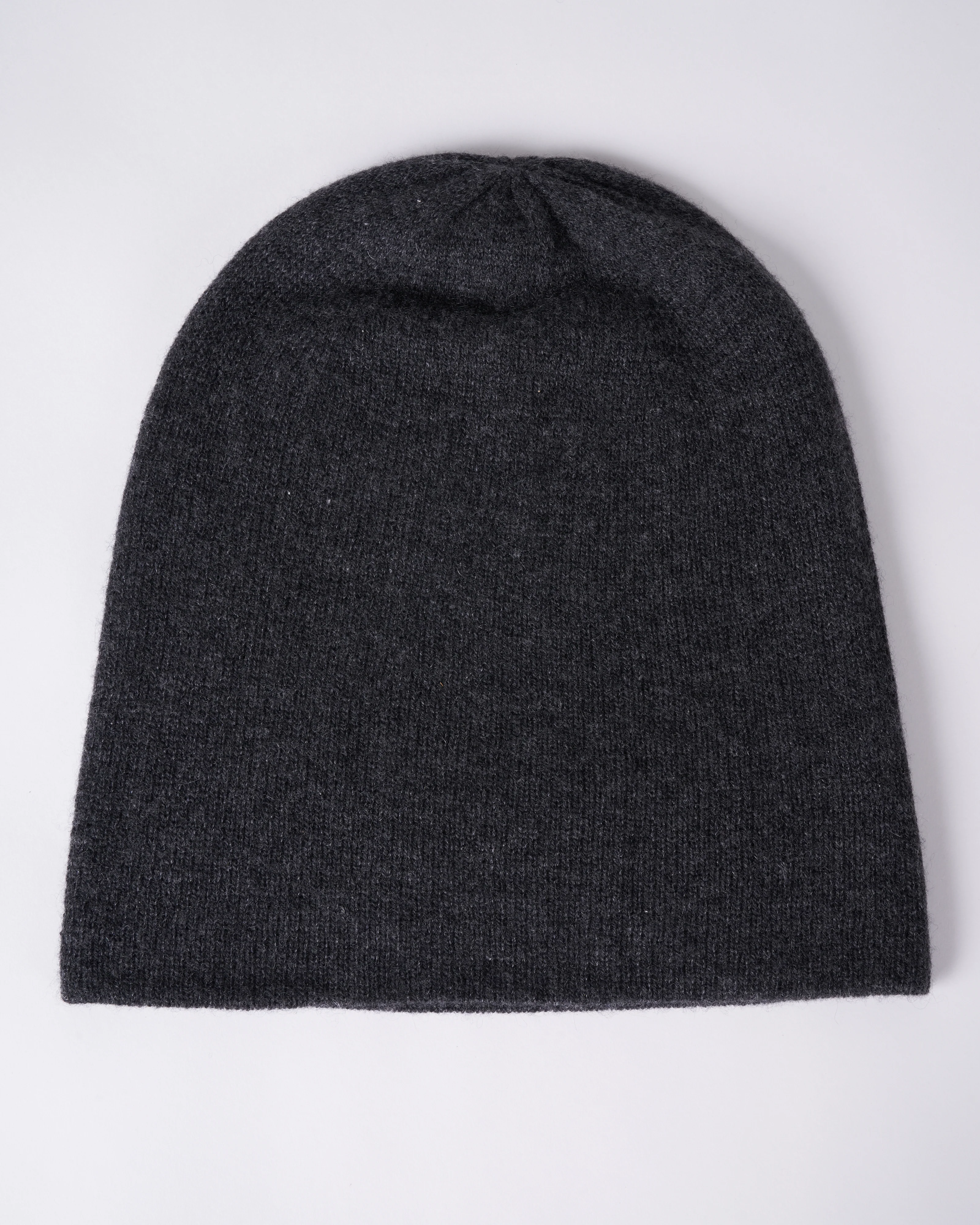premium cashmere slouchy beanie - charcoal