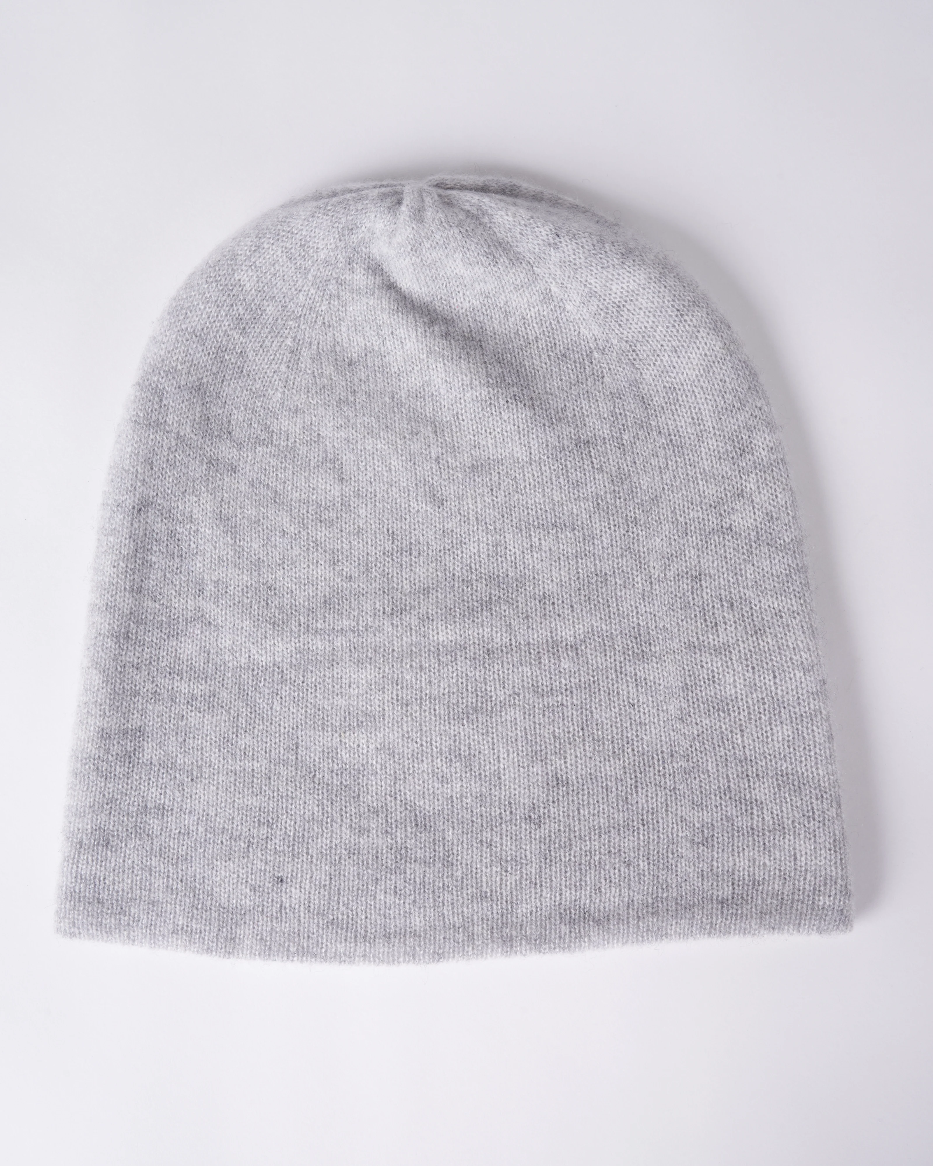 premium cashmere slouchy beanie - light heather grey