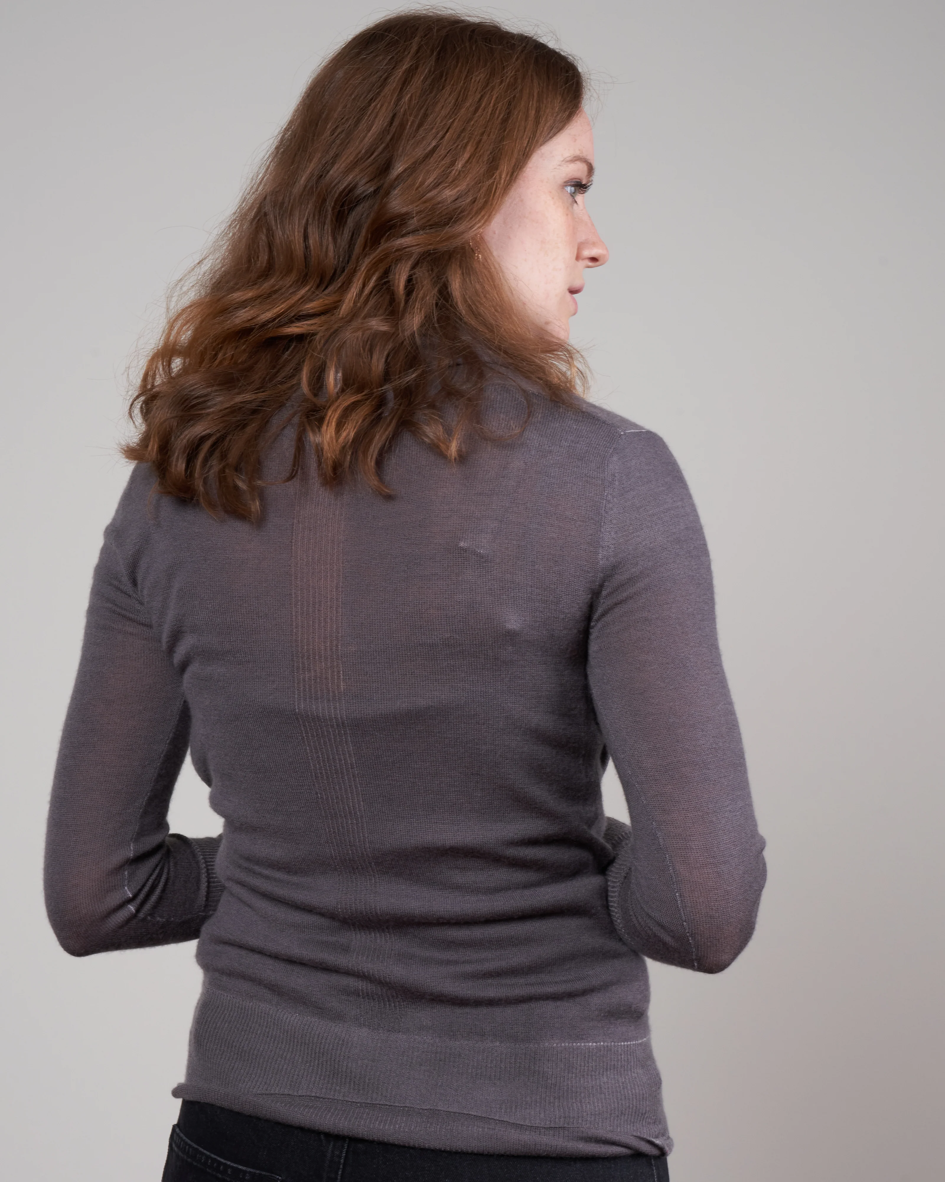 printed worsted cashmere wrap top - thunder - Image 4