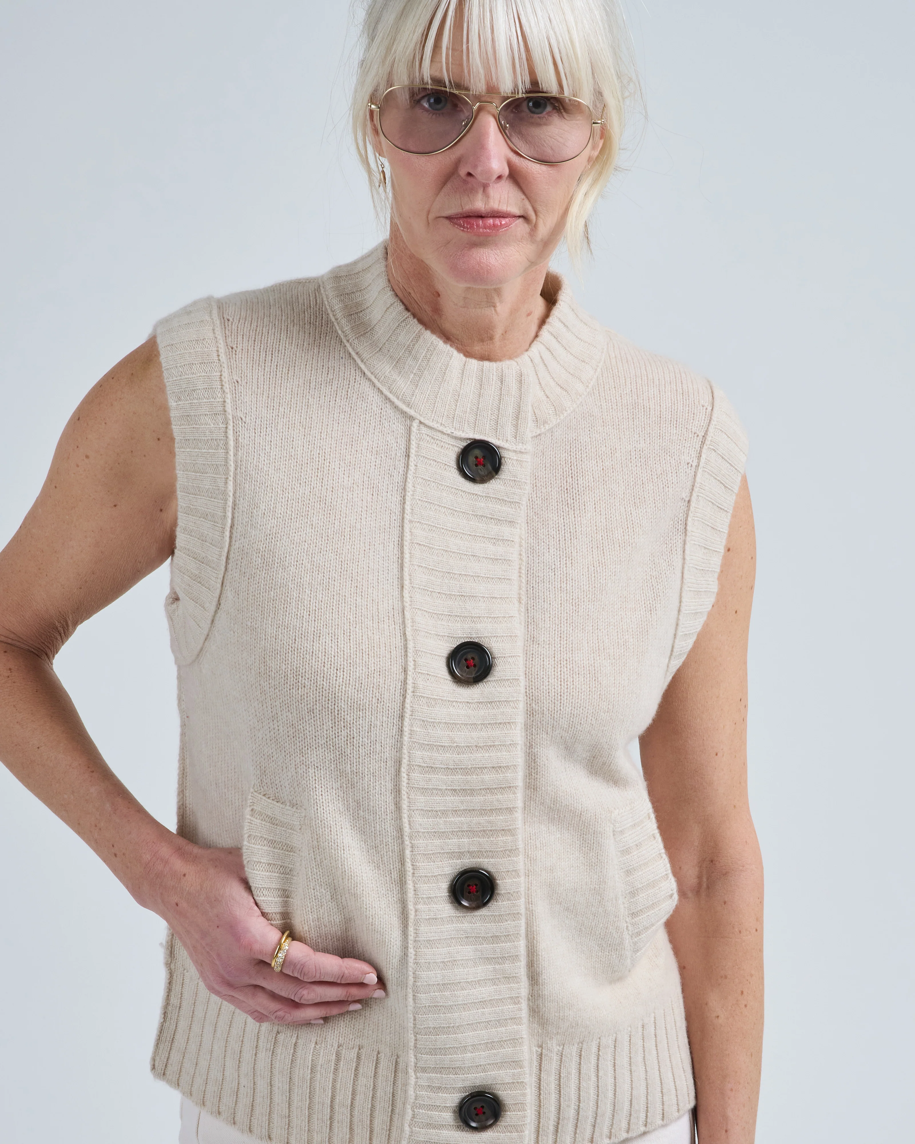 rib trim vest - Image 5