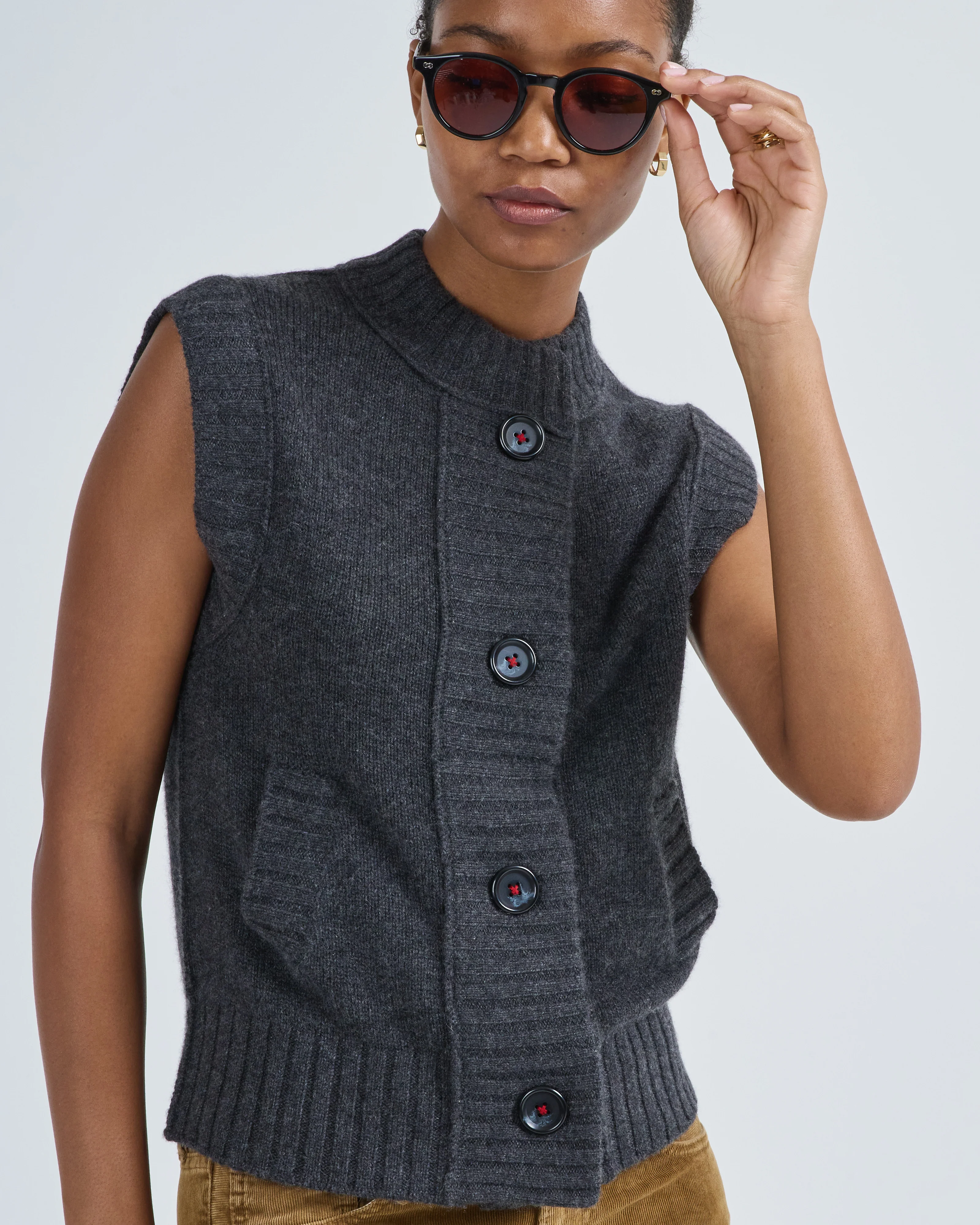 rib trim vest - Image 2