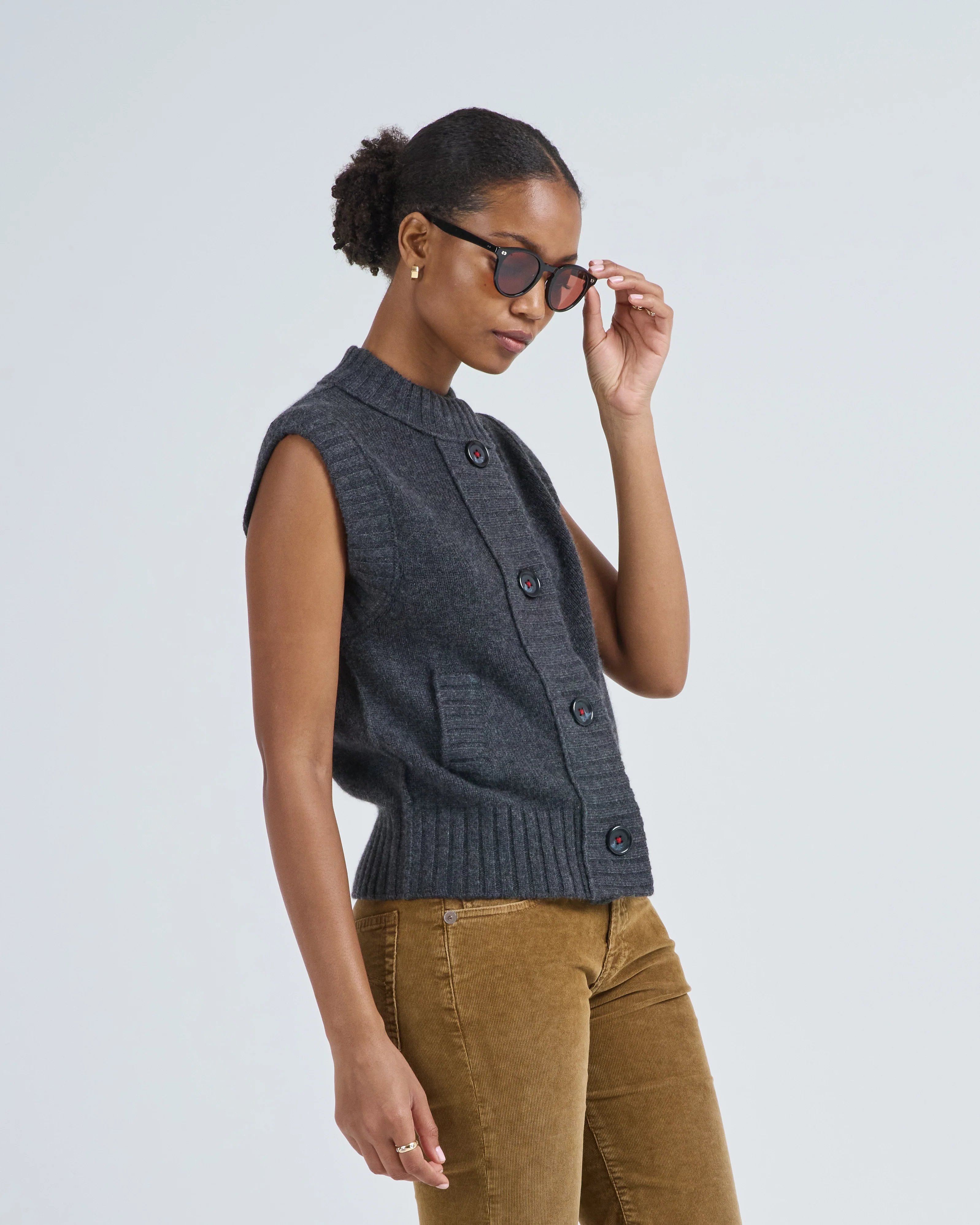 rib trim vest - Image 3