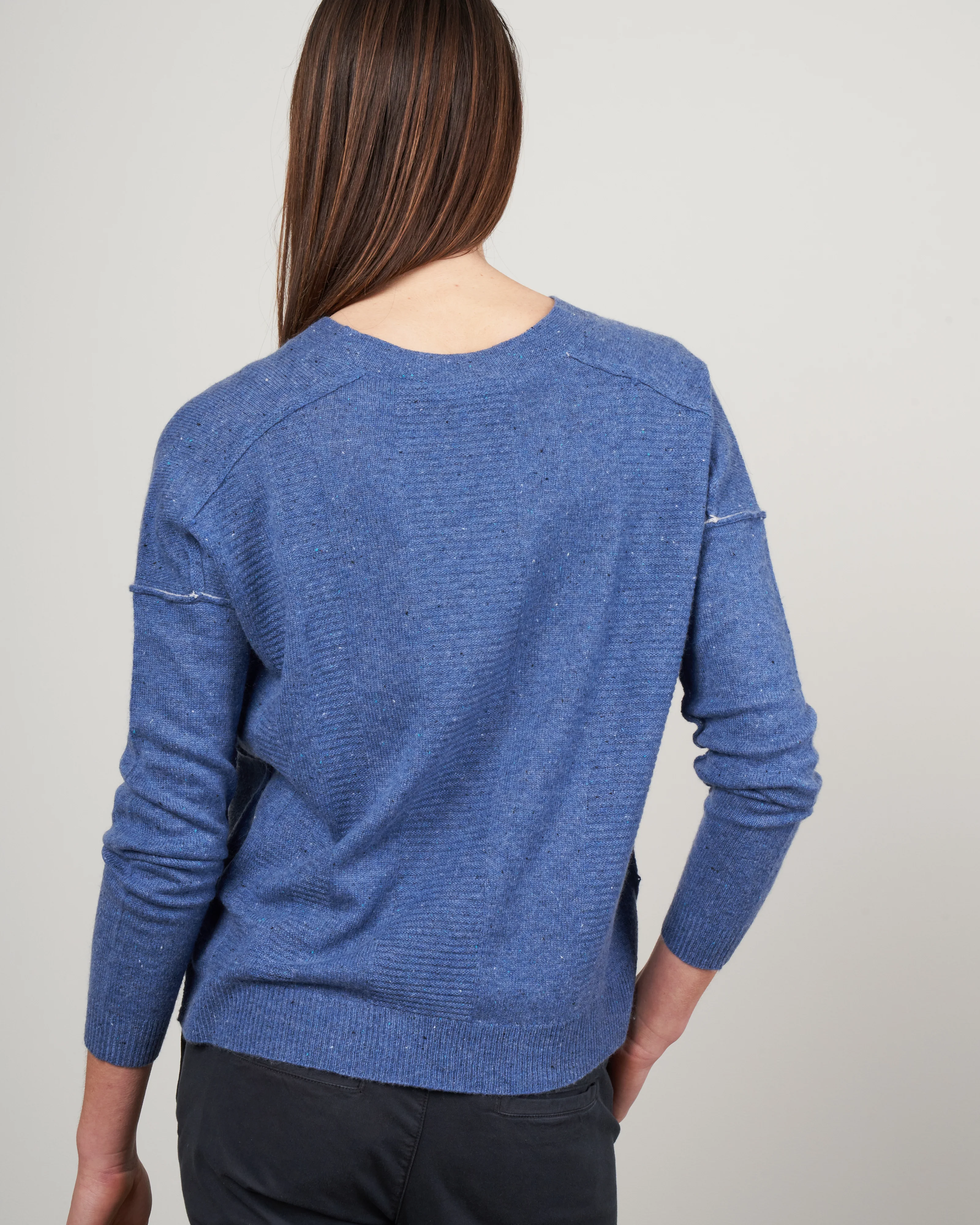 v neck pullover - denim speckle - Image 4