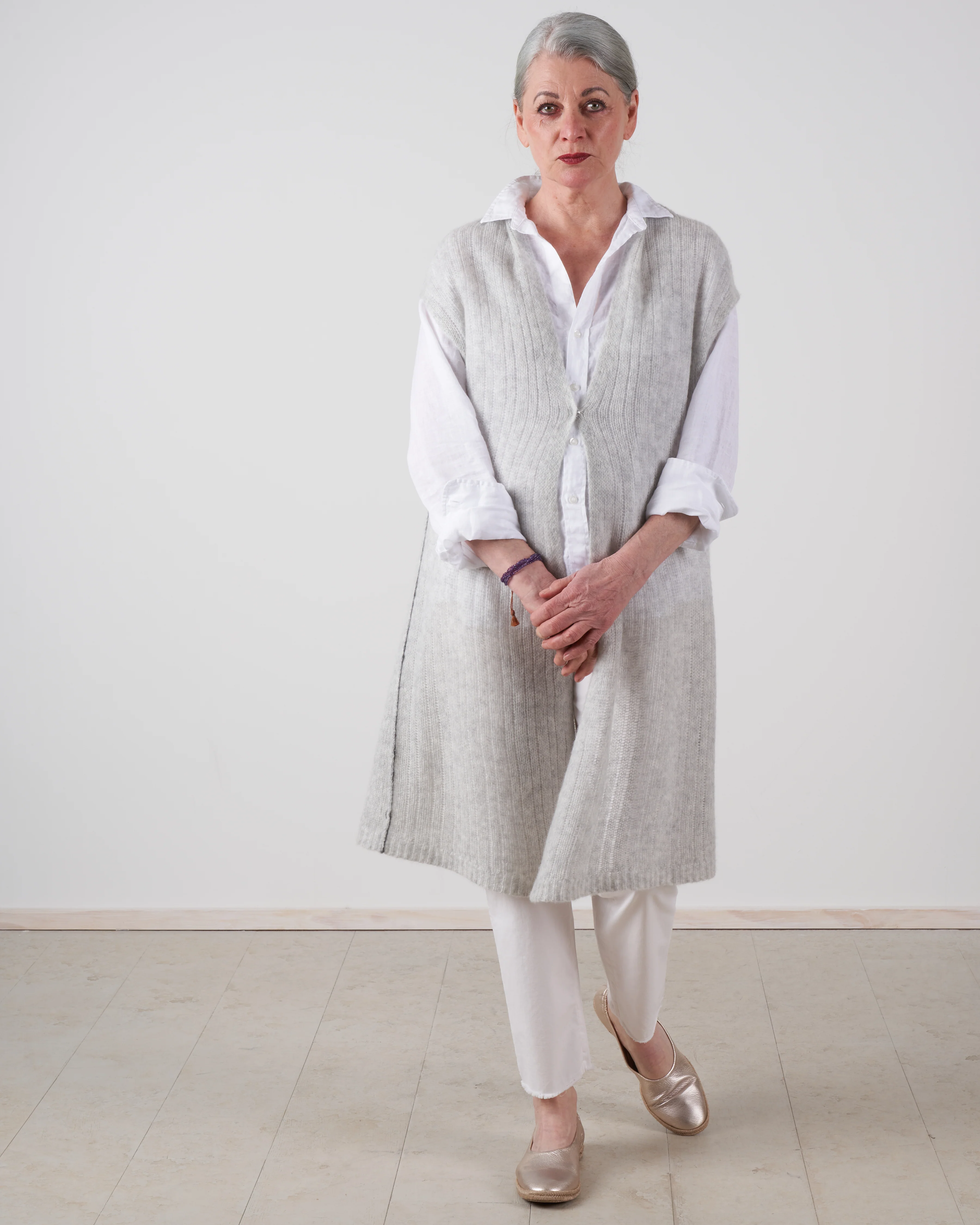 cashmere / silk vest - mist - Image 2