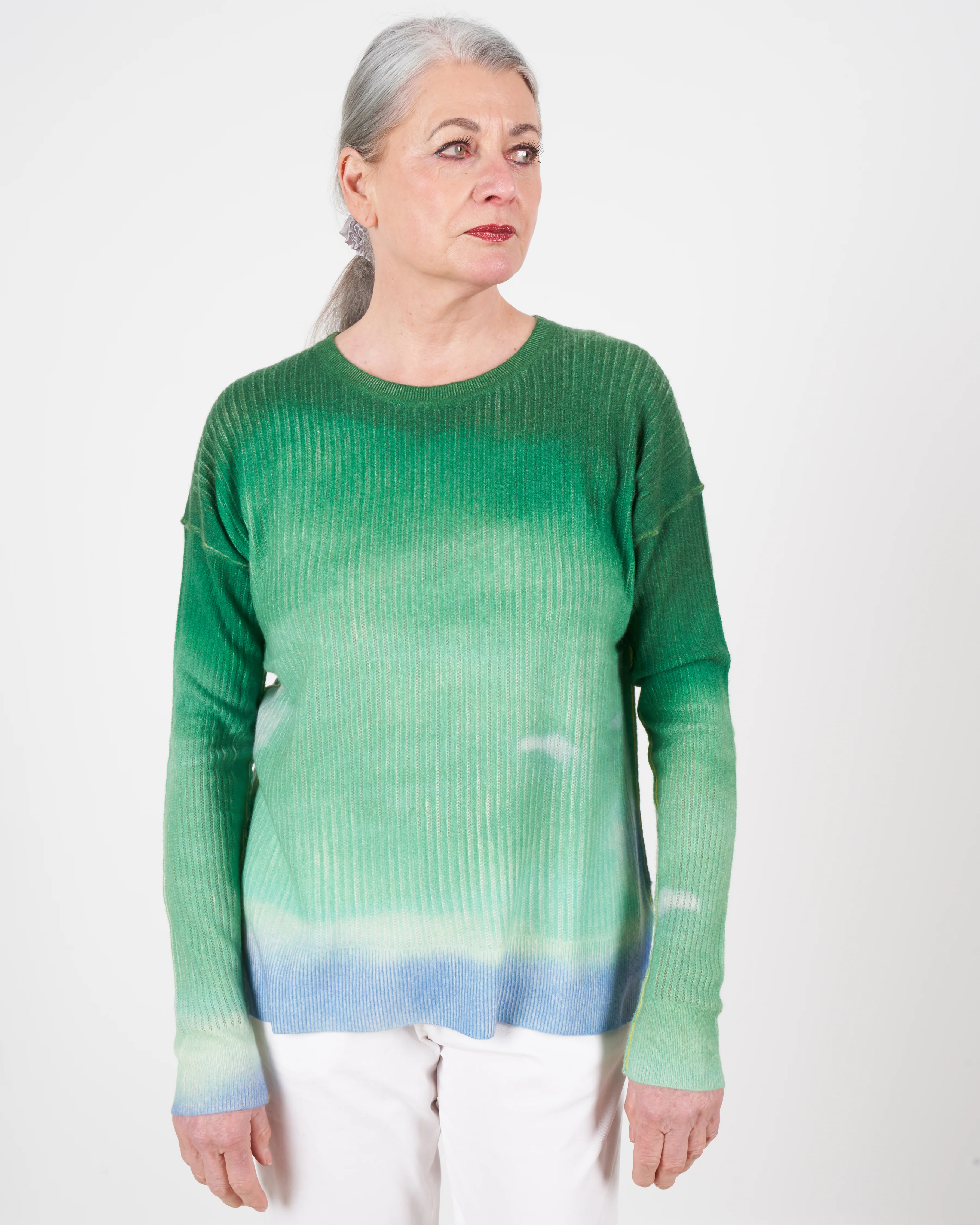 watercolor crew sweater - lush green - Image 2